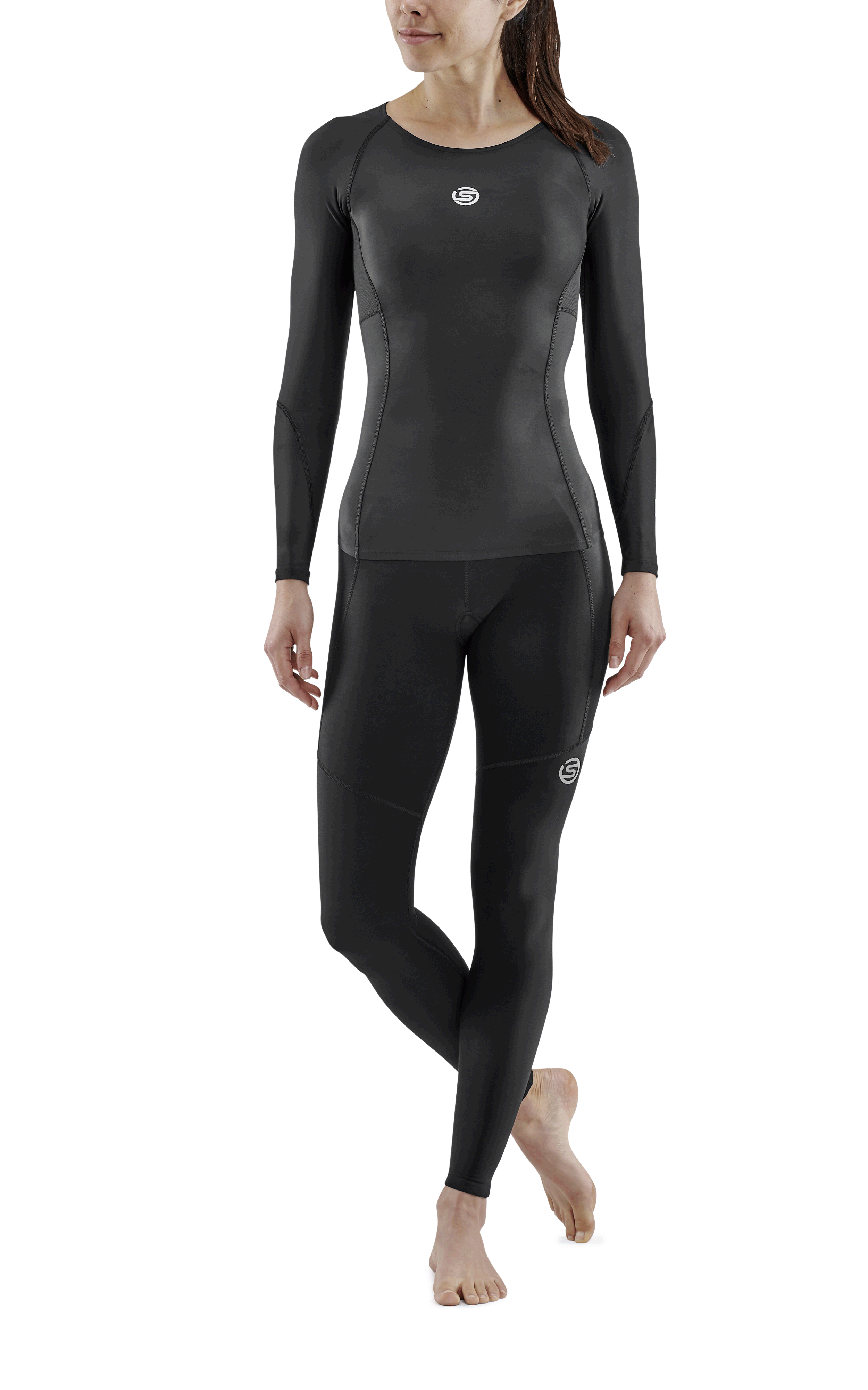 SKINS WOMEN'S COMPRESSION LONG SLEEVE TOPS 3-SERIES - BLACK
