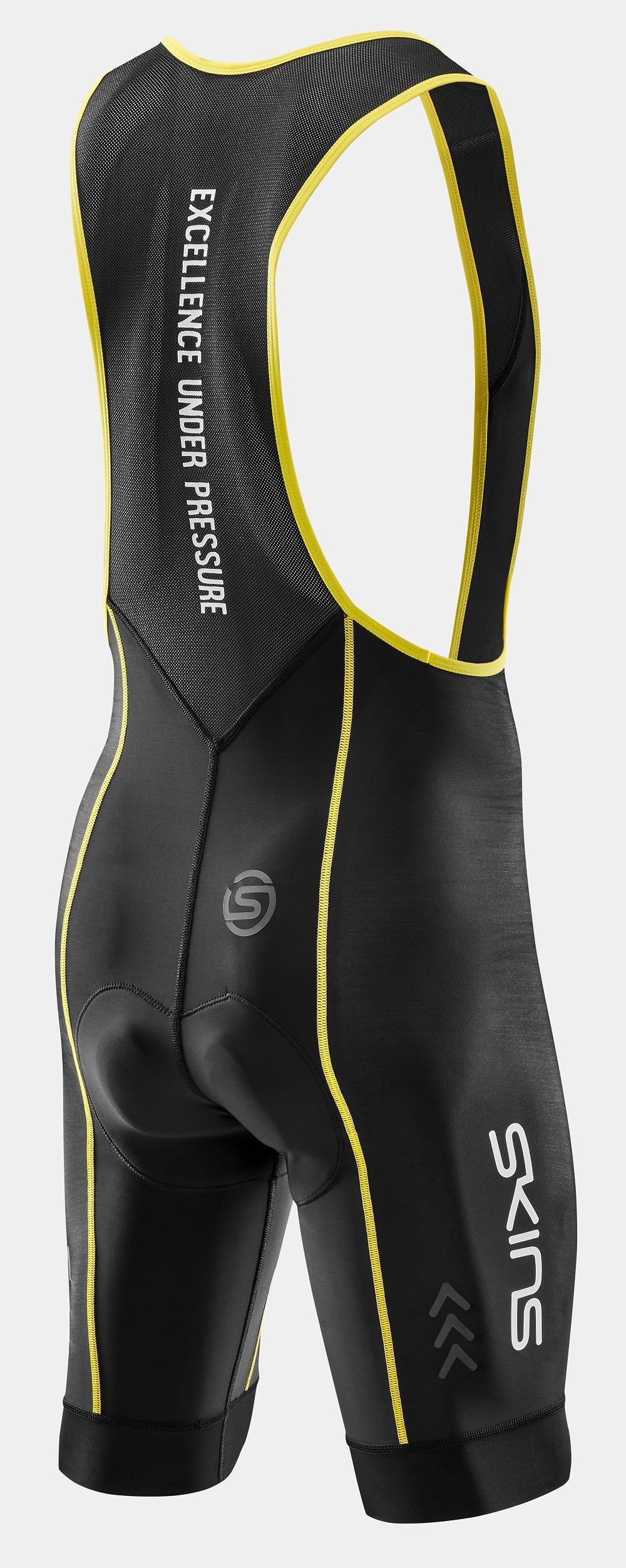 SKINS COMPRESSION MEN'S CYCLE HERITAGE BIB SHORT - BLACK/ZEST