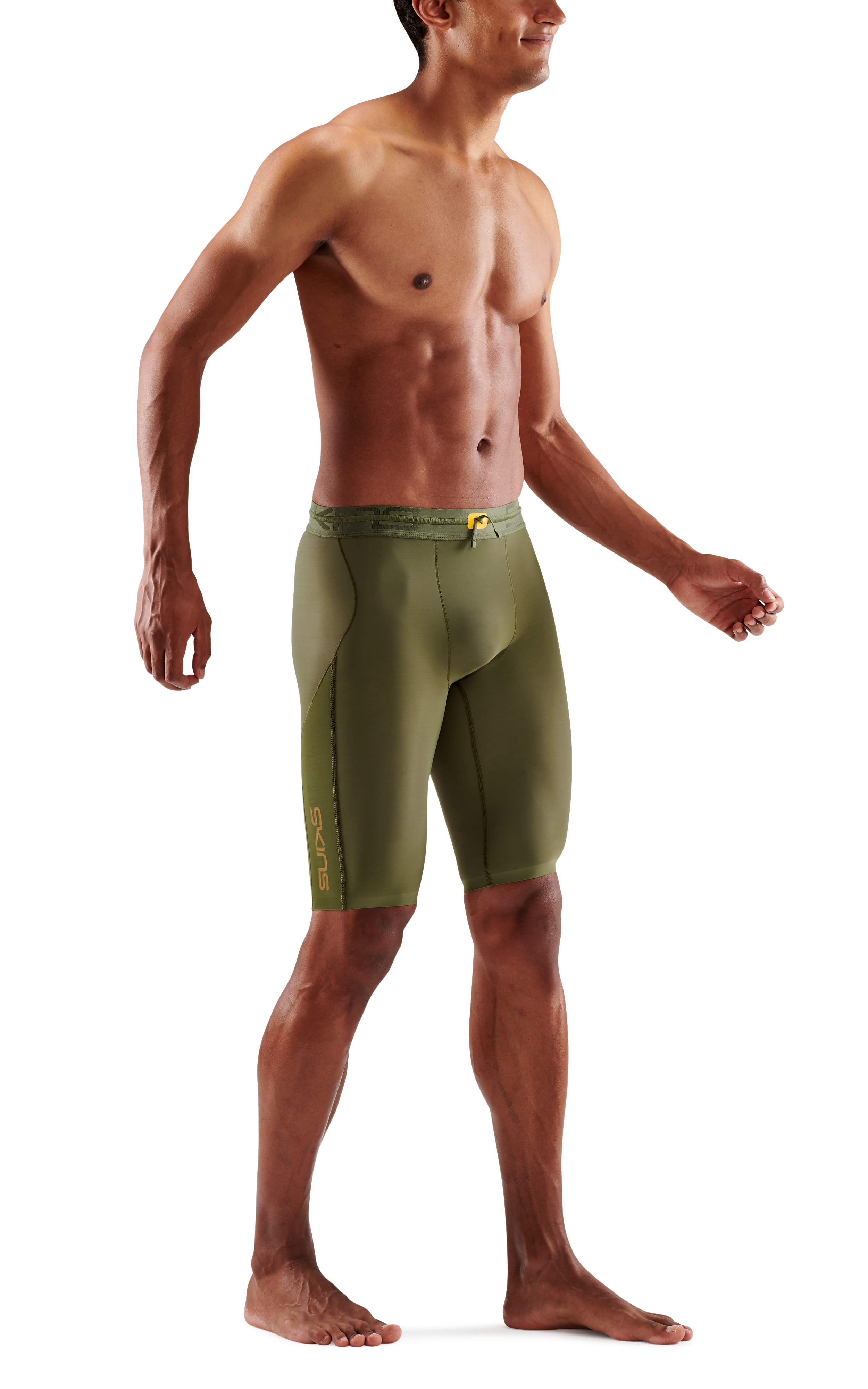 SKINS MEN'S COMPRESSION HALF TIGHTS 5-SERIES - KHAKI