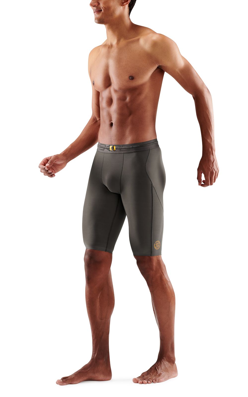 SKINS MEN'S COMPRESSION HALF TIGHTS 5-SERIES - CHARCOAL