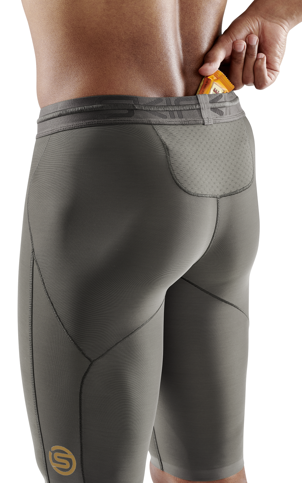 SKINS MEN'S COMPRESSION HALF TIGHTS 5-SERIES - CHARCOAL