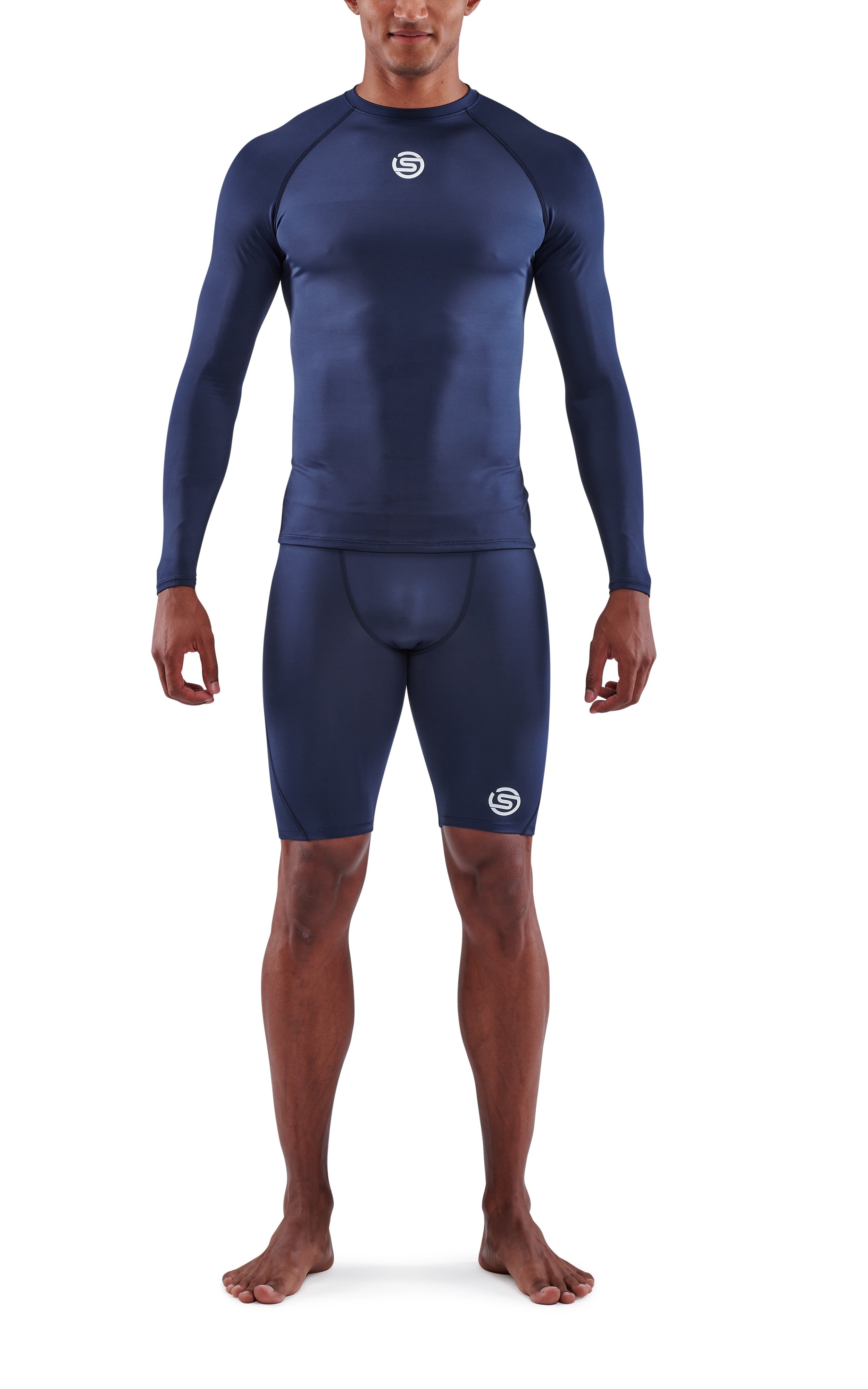 SKINS MEN'S COMPRESSION LONG SLEEVE TOPS 1-SERIES - NAVY BLUE