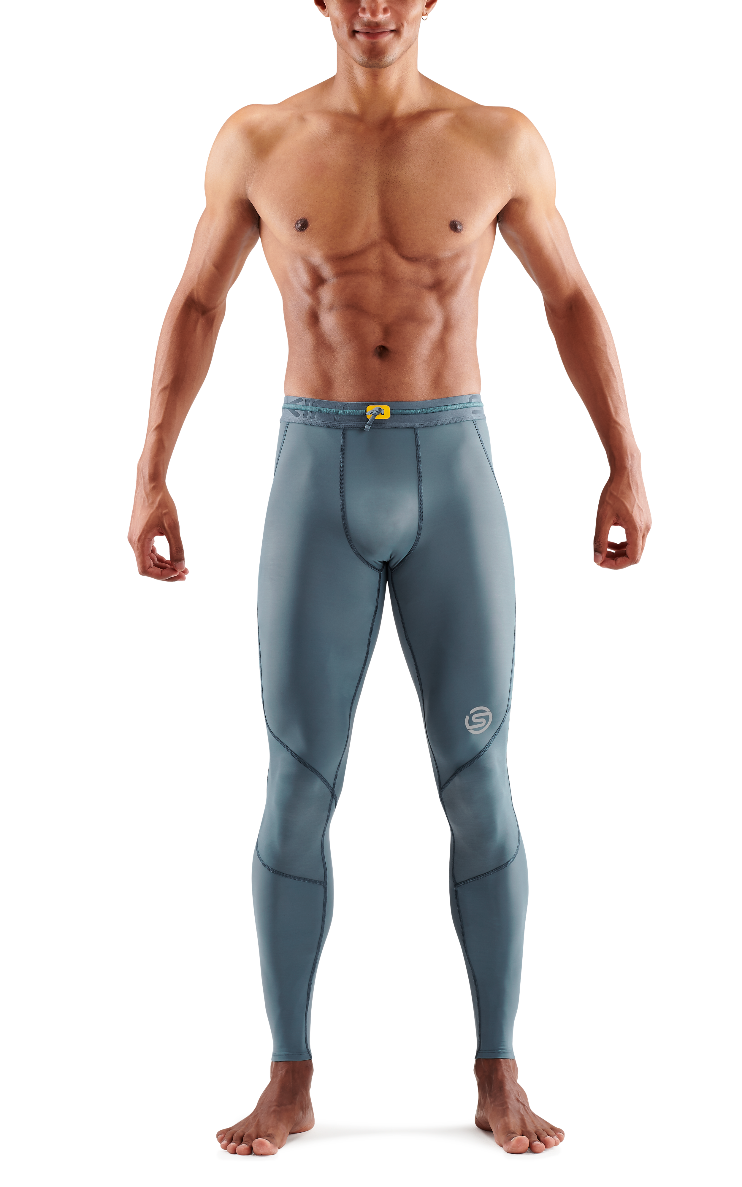 SKINS MEN'S COMPRESSION LONG TIGHTS 3-SERIES - BLUE GREY