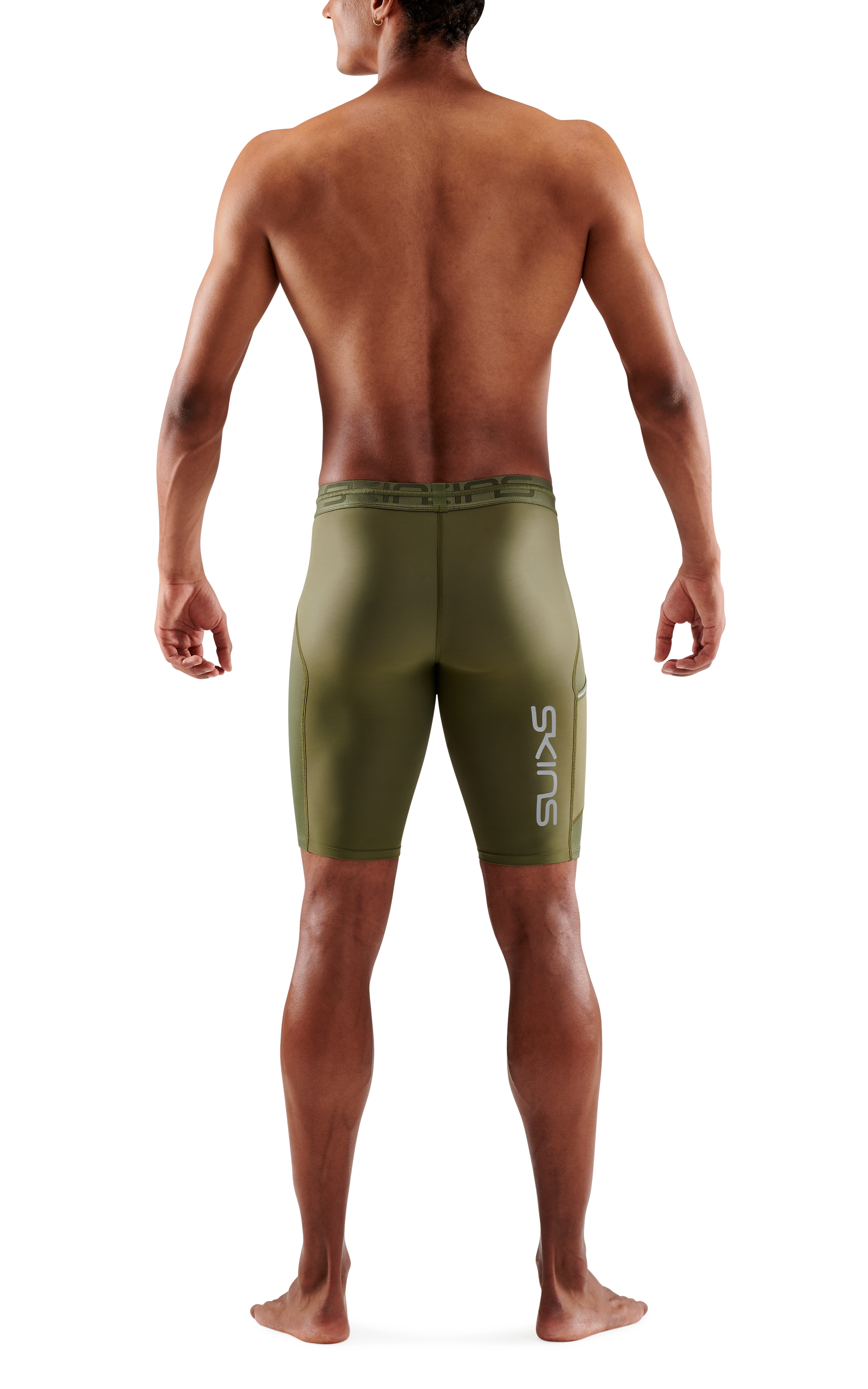 SKINS MEN'S COMPRESSION HALF TIGHTS 3-SERIES - KHAKI