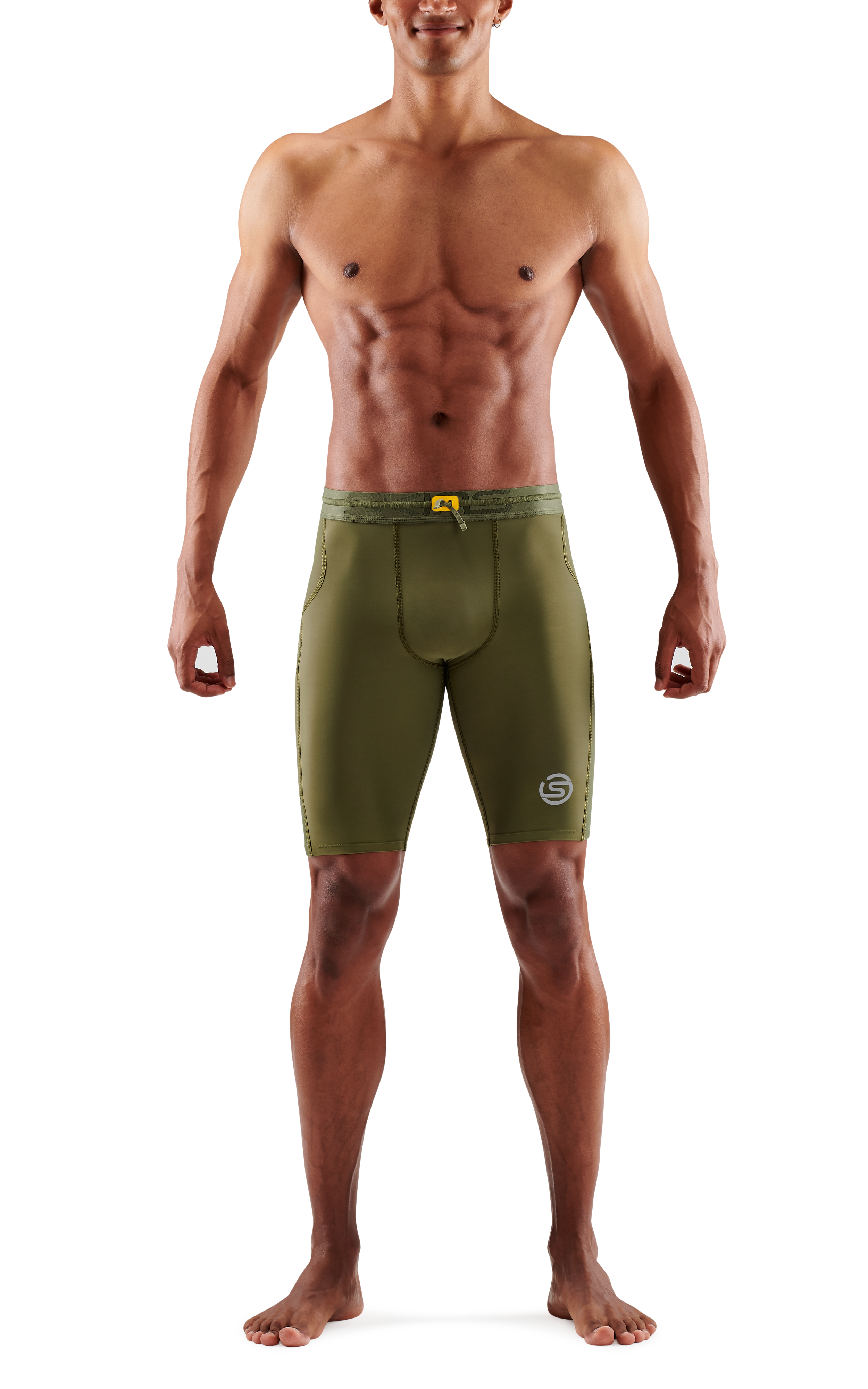 SKINS MEN'S COMPRESSION HALF TIGHTS 3-SERIES - KHAKI