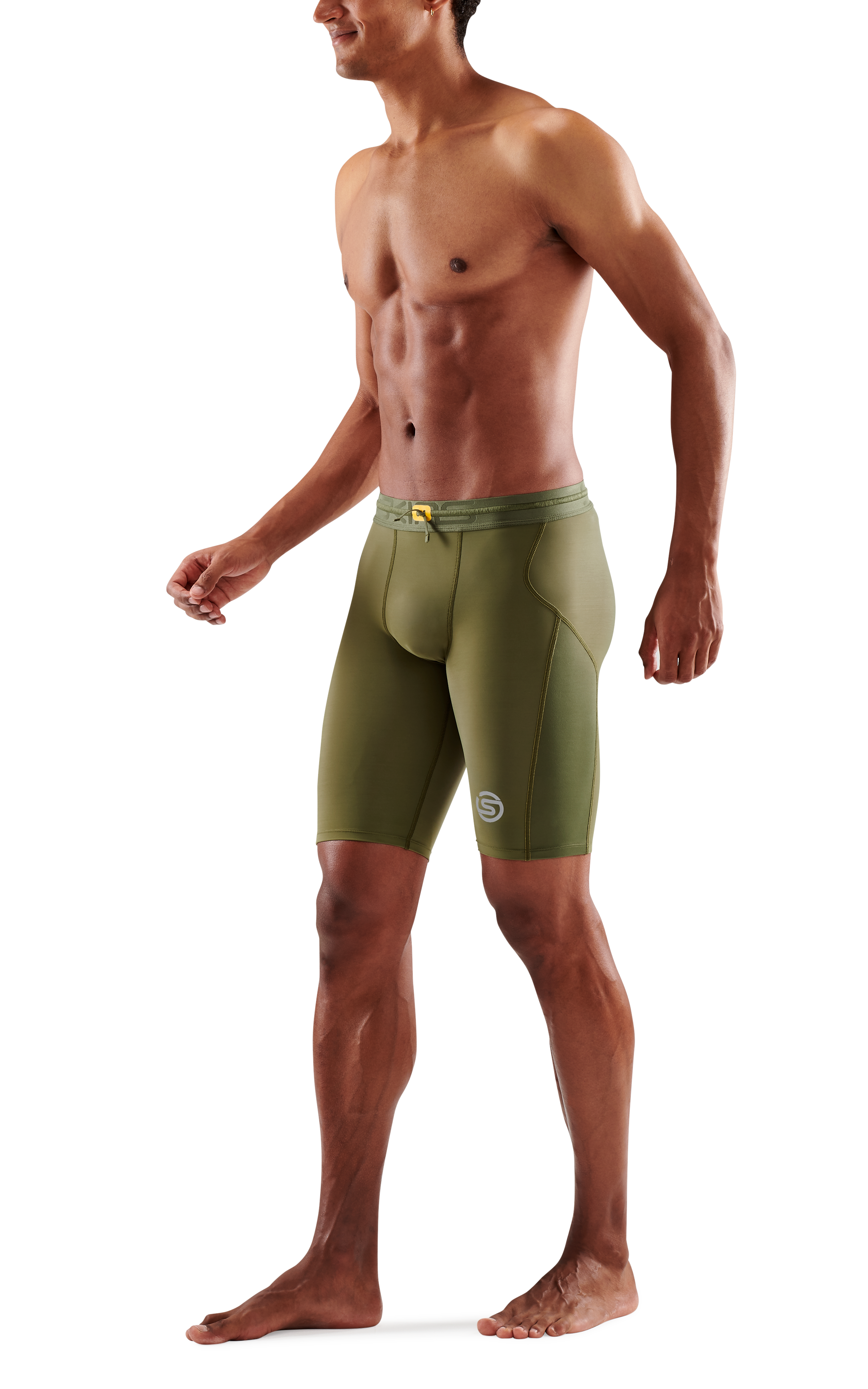 SKINS MEN'S COMPRESSION HALF TIGHTS 3-SERIES - KHAKI