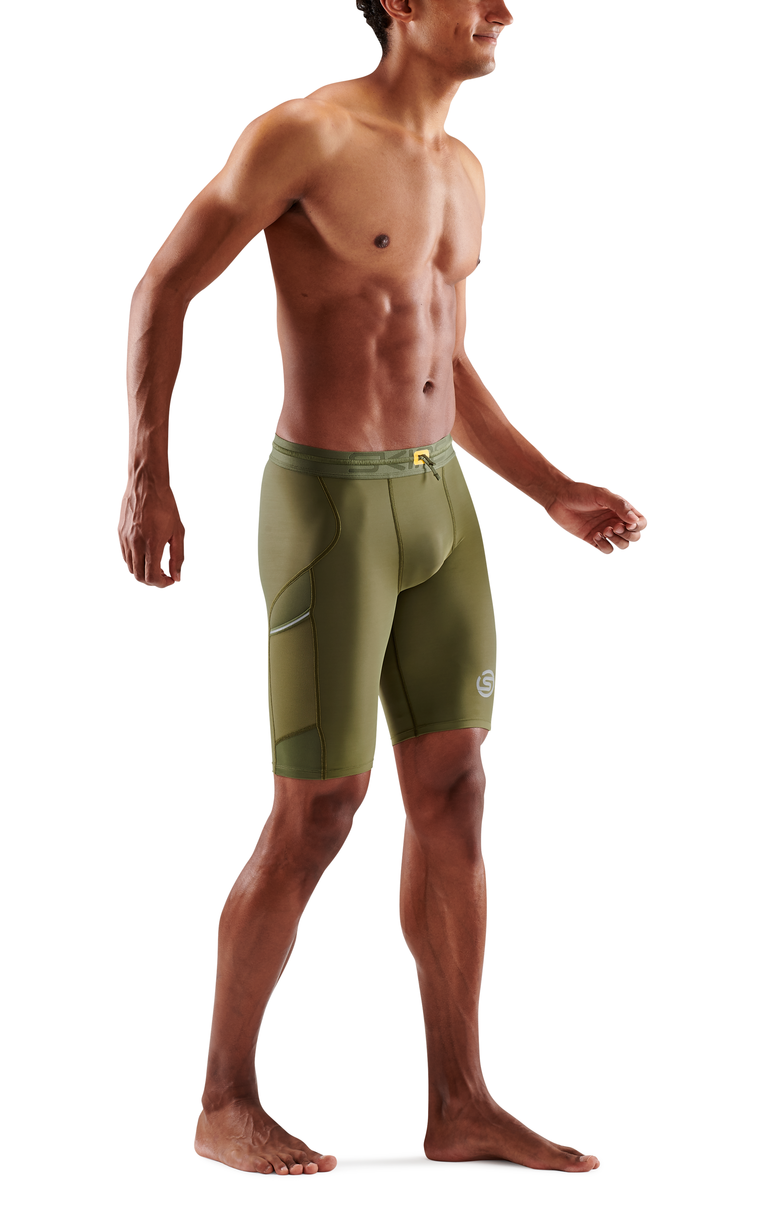 SKINS MEN'S COMPRESSION HALF TIGHTS 3-SERIES - KHAKI