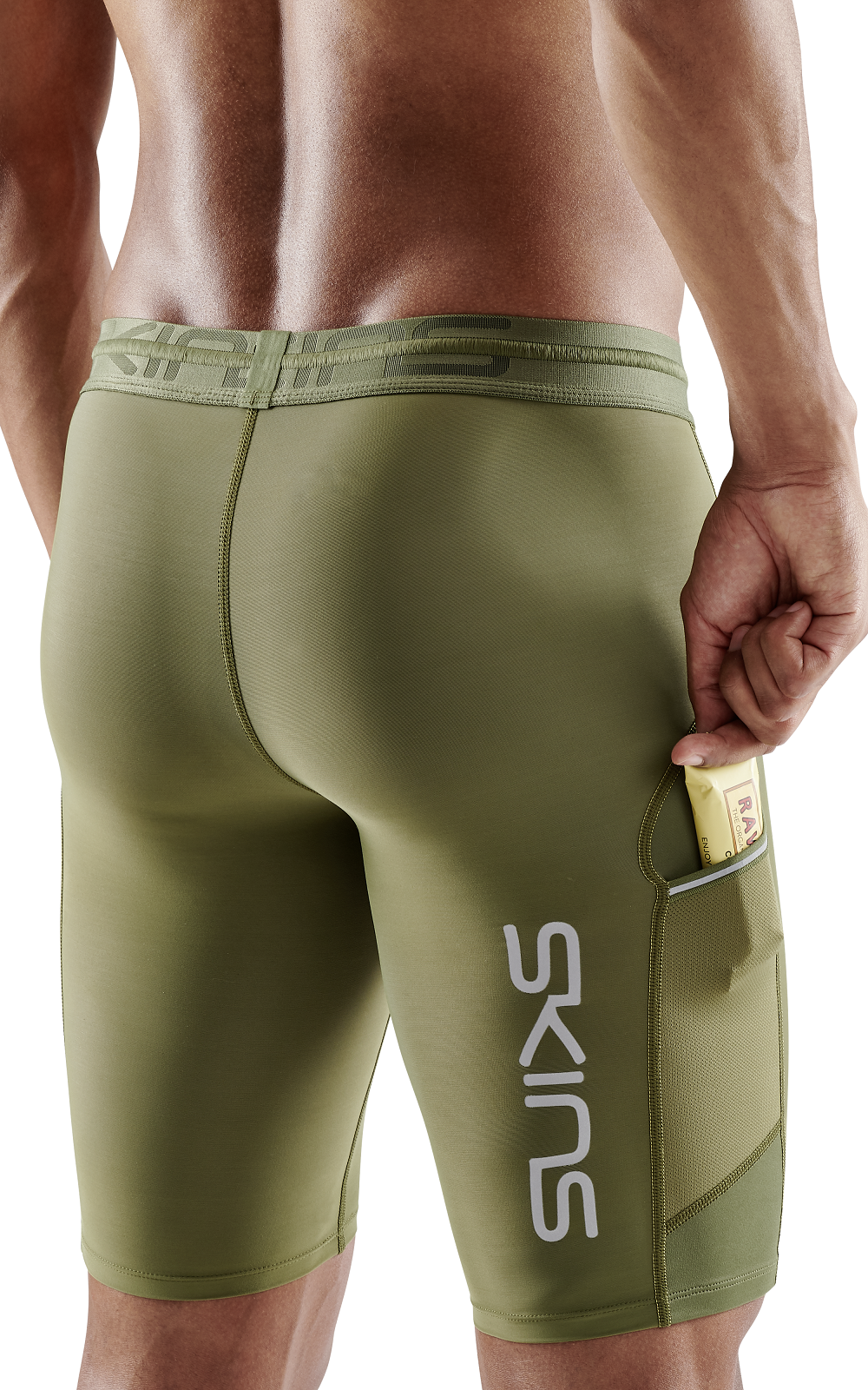 SKINS MEN'S COMPRESSION HALF TIGHTS 3-SERIES - KHAKI