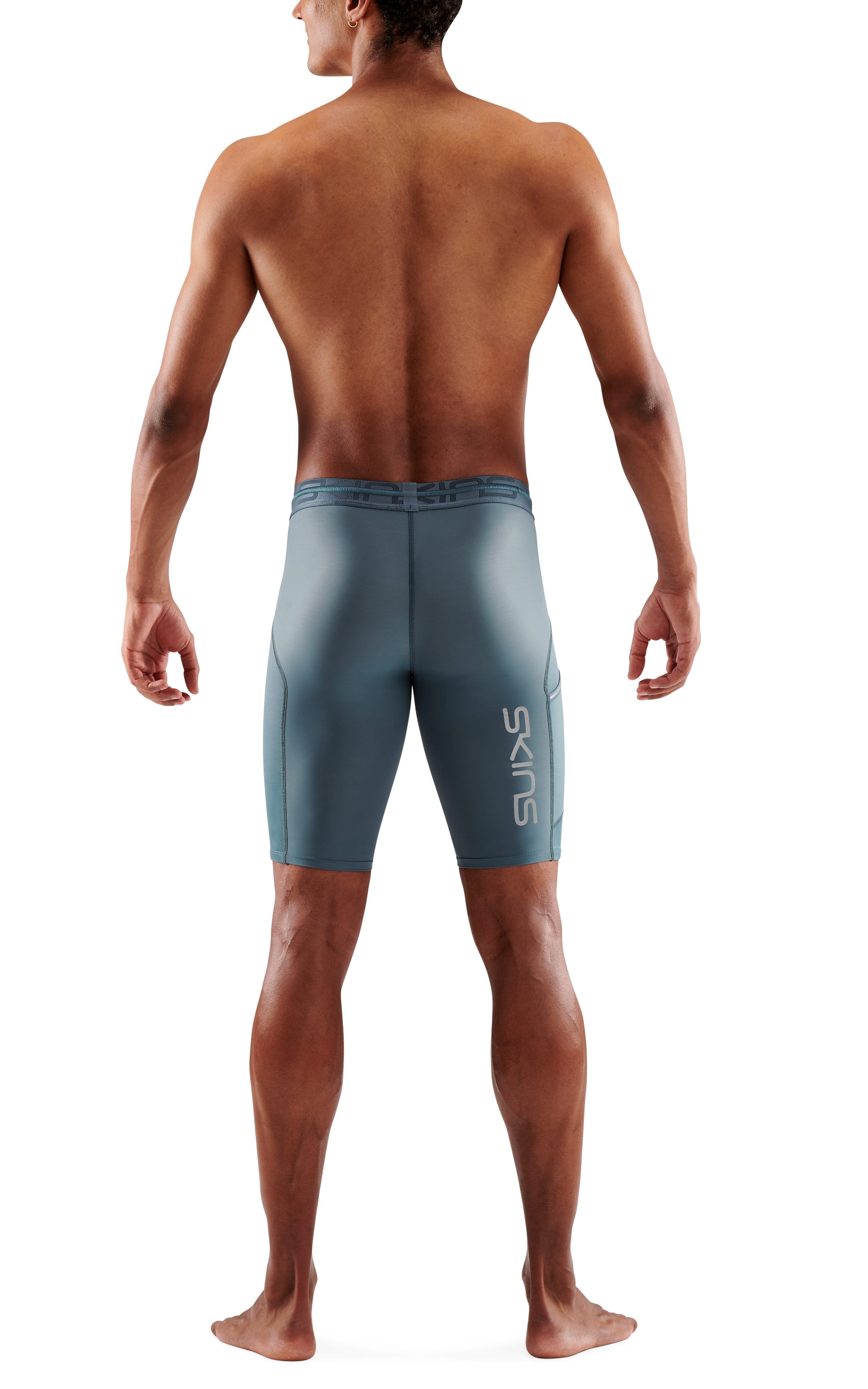 SKINS MEN'S COMPRESSION HALF TIGHTS 3-SERIES - BLUE GREY