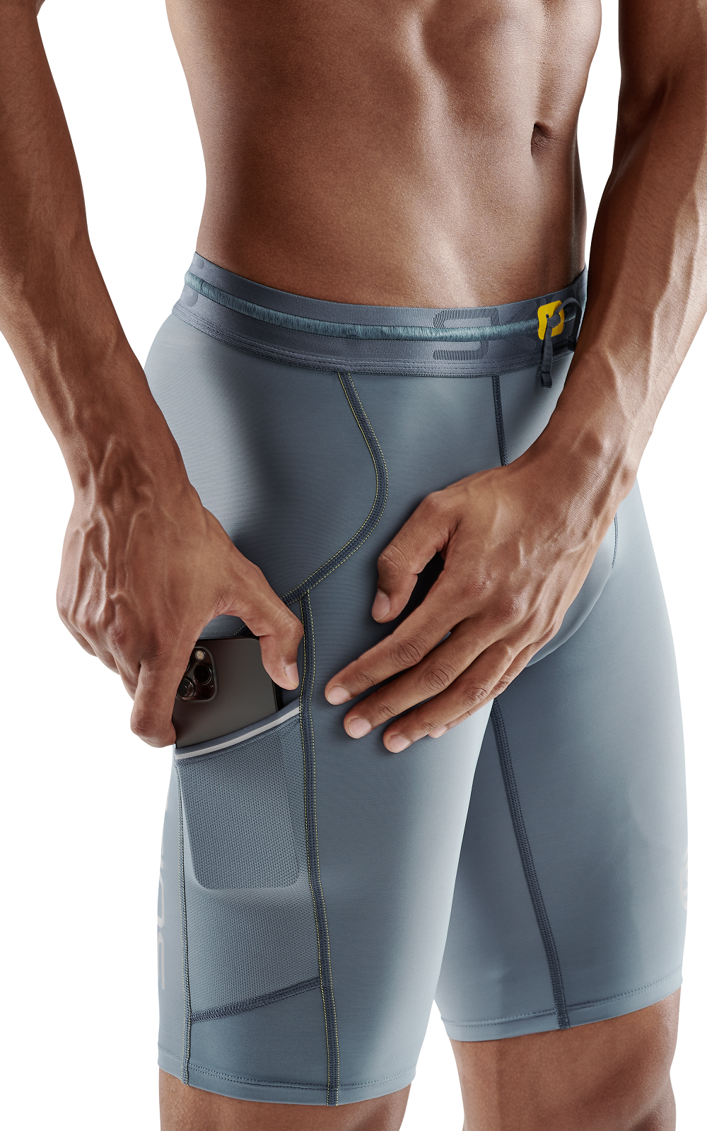 SKINS MEN'S COMPRESSION HALF TIGHTS 3-SERIES - BLUE GREY