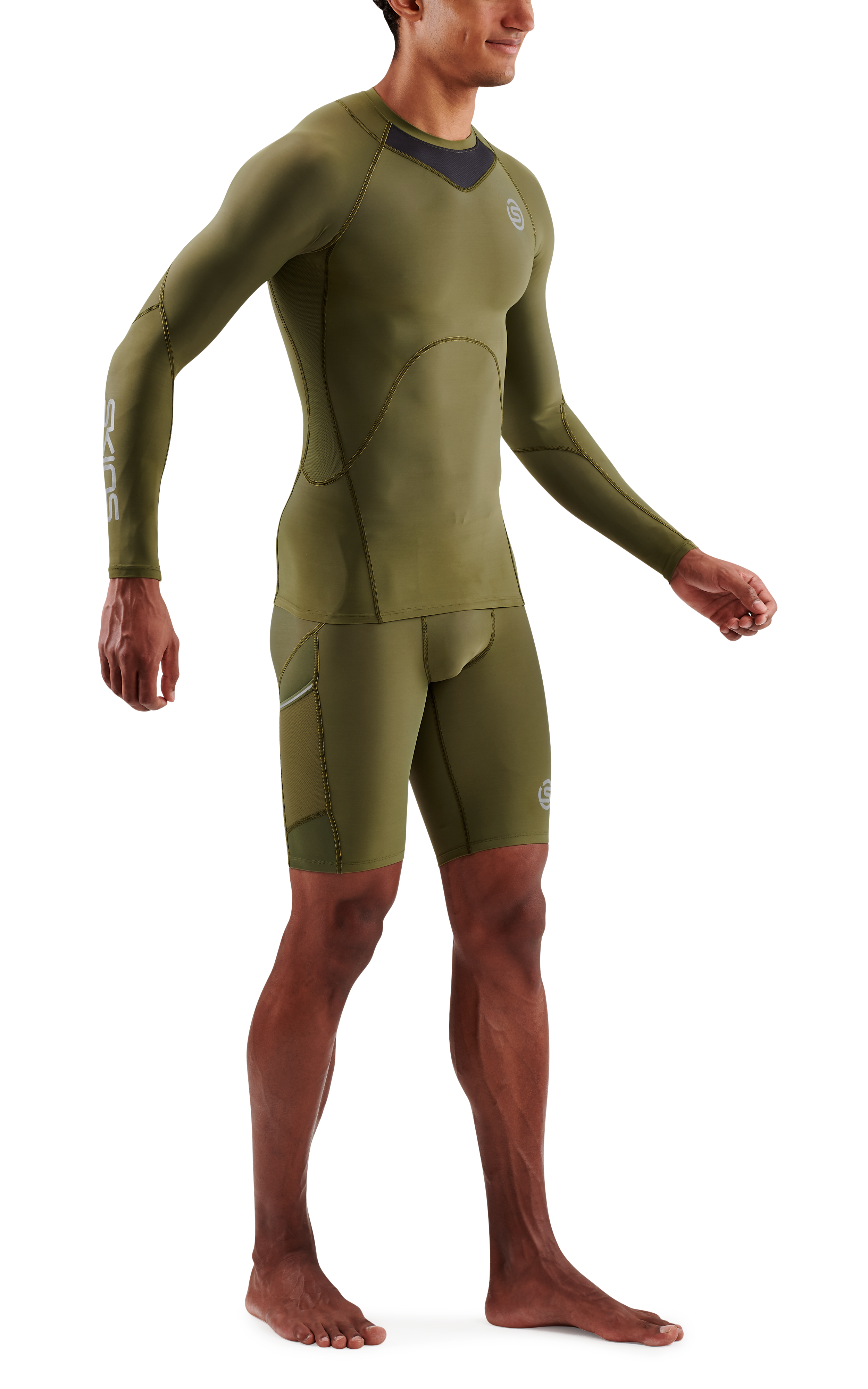 SKINS MEN'S COMPRESSION LONG SLEEVE TOPS 3-SERIES - KHAKI