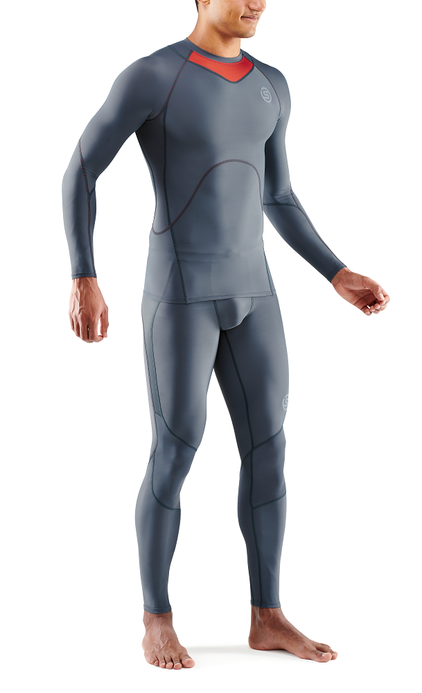 SKINS MEN'S COMPRESSION LONG SLEEVE TOPS 3-SERIES - CHARCOAL