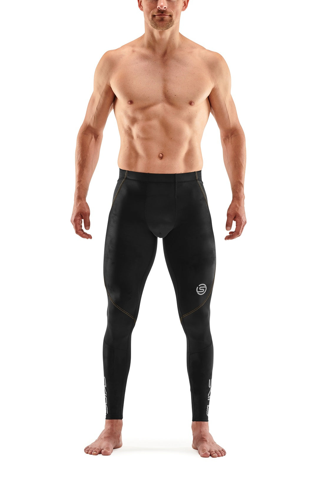 SKINS MEN'S COMPRESSION 400 LONG TIGHTS 3-SERIES - BLACK/YELLOW