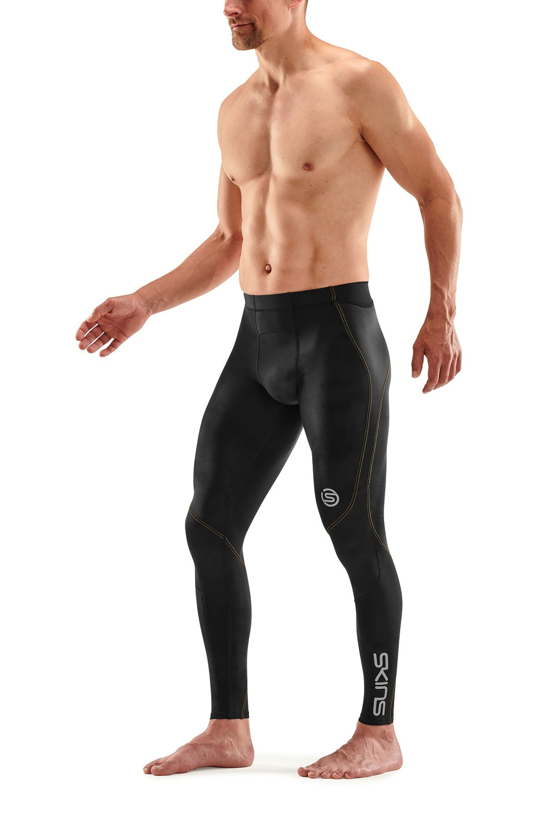 SKINS MEN'S COMPRESSION 400 LONG TIGHTS 3-SERIES - BLACK/YELLOW