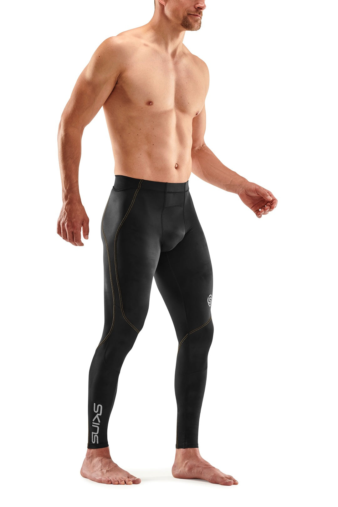SKINS MEN'S COMPRESSION 400 LONG TIGHTS 3-SERIES - BLACK/YELLOW