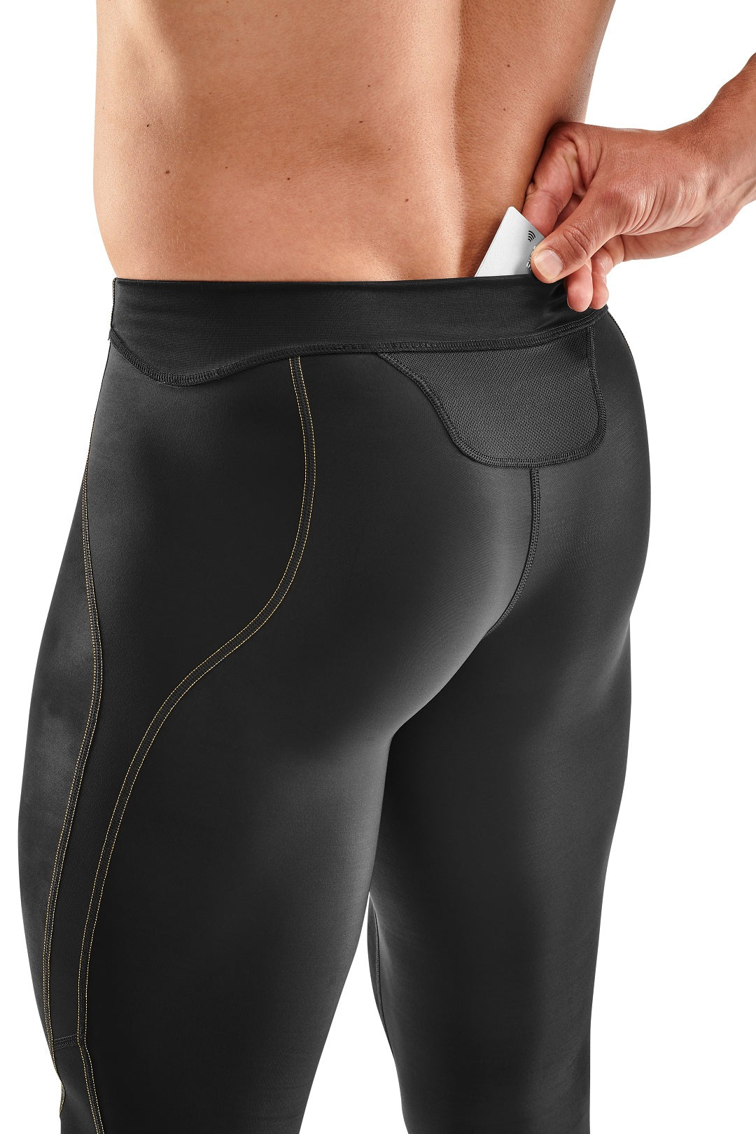 SKINS MEN'S COMPRESSION 400 LONG TIGHTS 3-SERIES - BLACK/YELLOW
