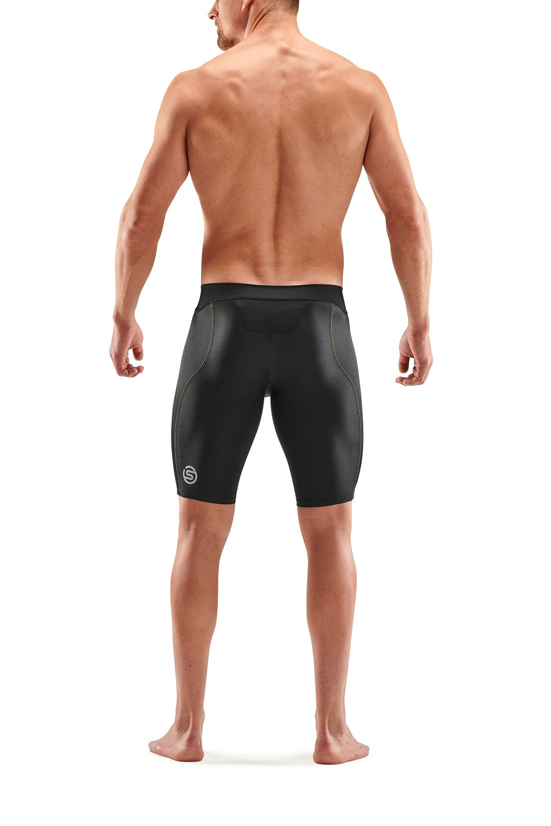 SKINS MEN'S COMPRESSION 400 HALF TIGHTS 3-SERIES - BLACK/YELLOW
