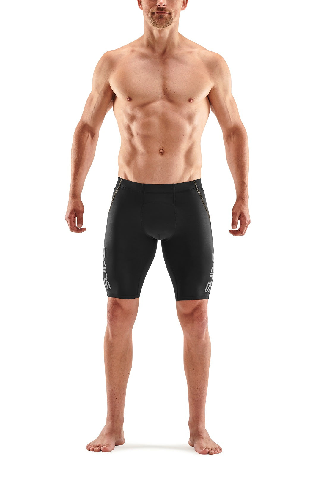 SKINS MEN'S COMPRESSION 400 HALF TIGHTS 3-SERIES - BLACK/YELLOW