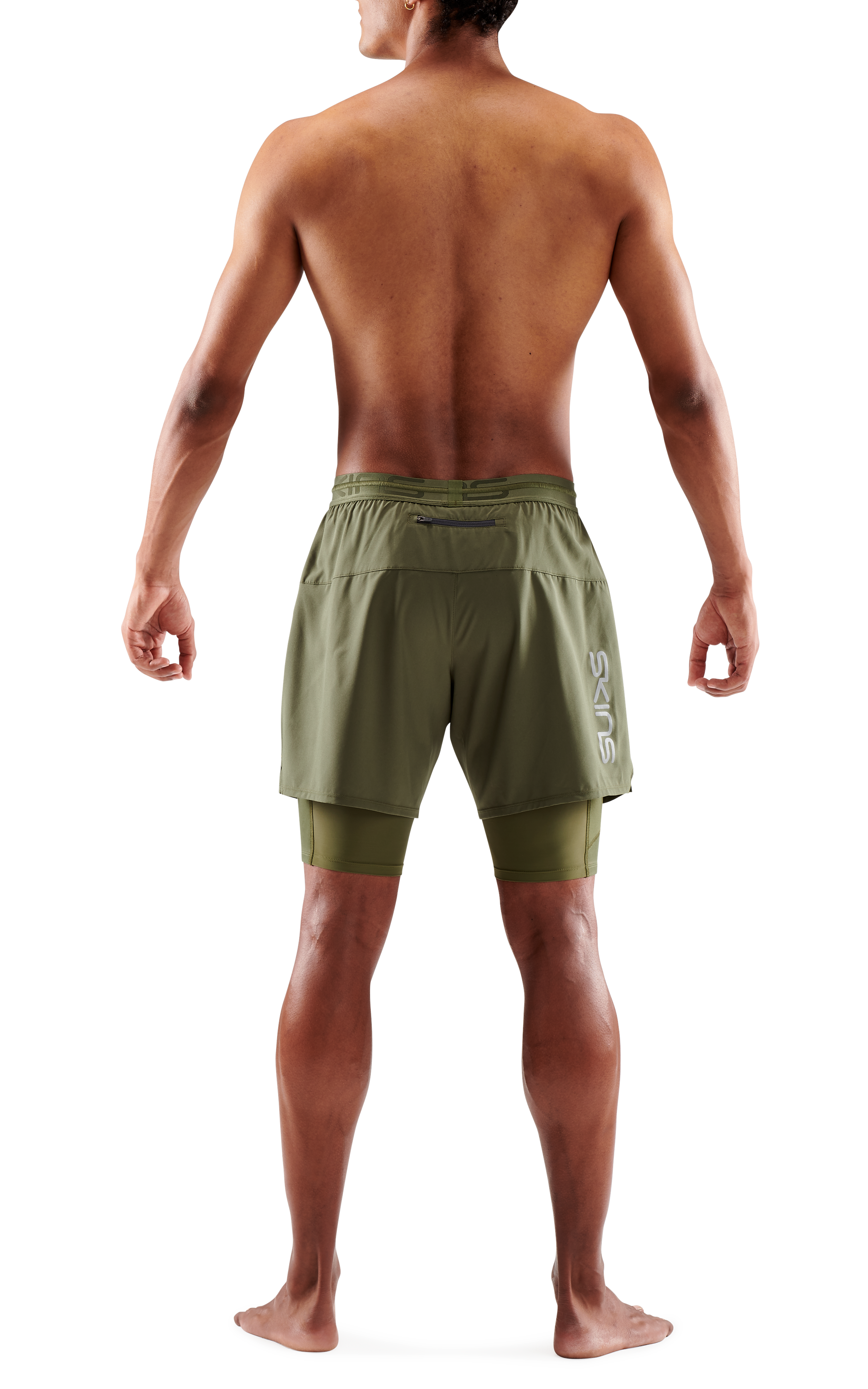 SKINS MEN'S COMPRESSION SUPERPOSE HALF TIGHTS 3-SERIES - KHAKI