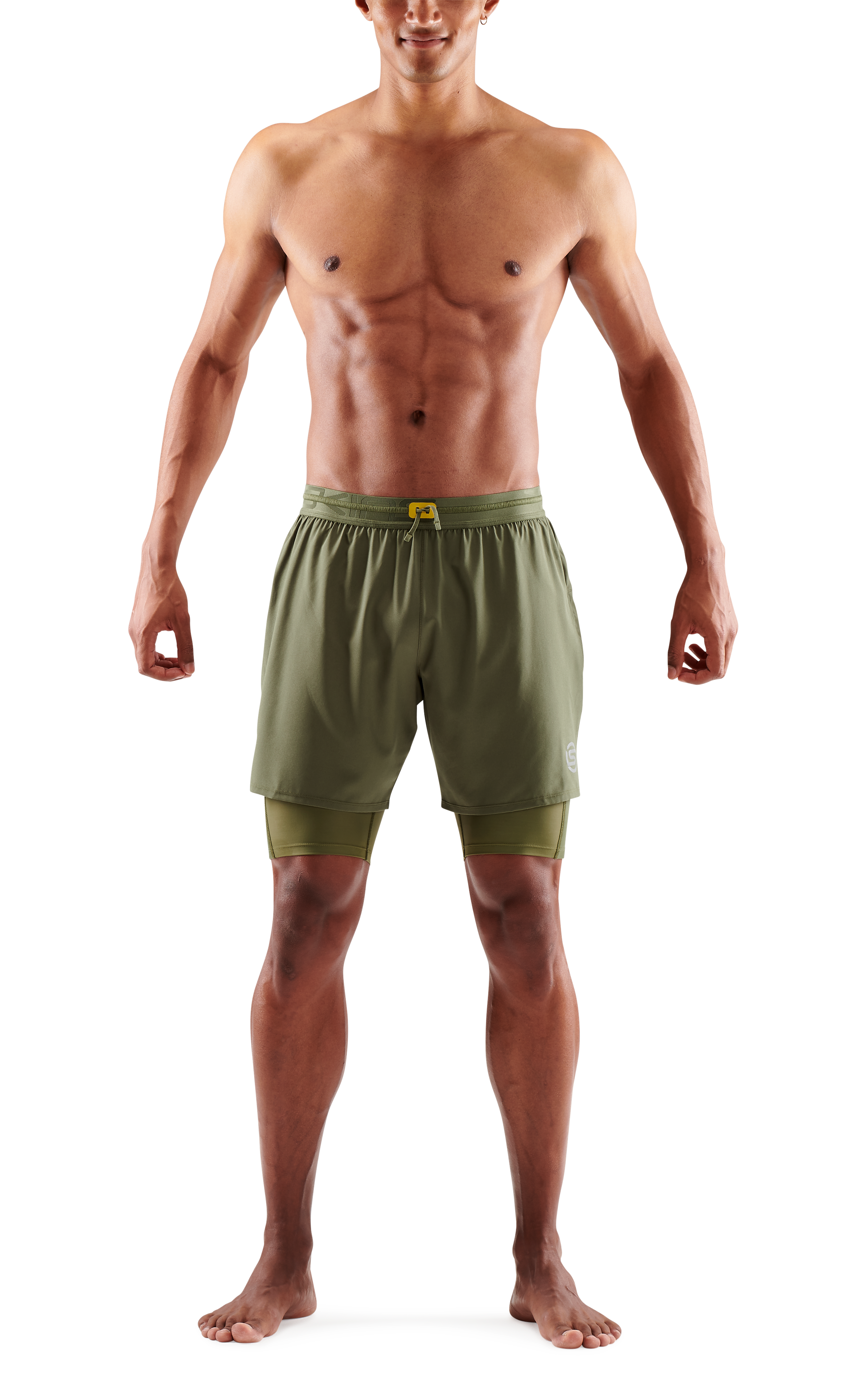 SKINS MEN'S COMPRESSION SUPERPOSE HALF TIGHTS 3-SERIES - KHAKI