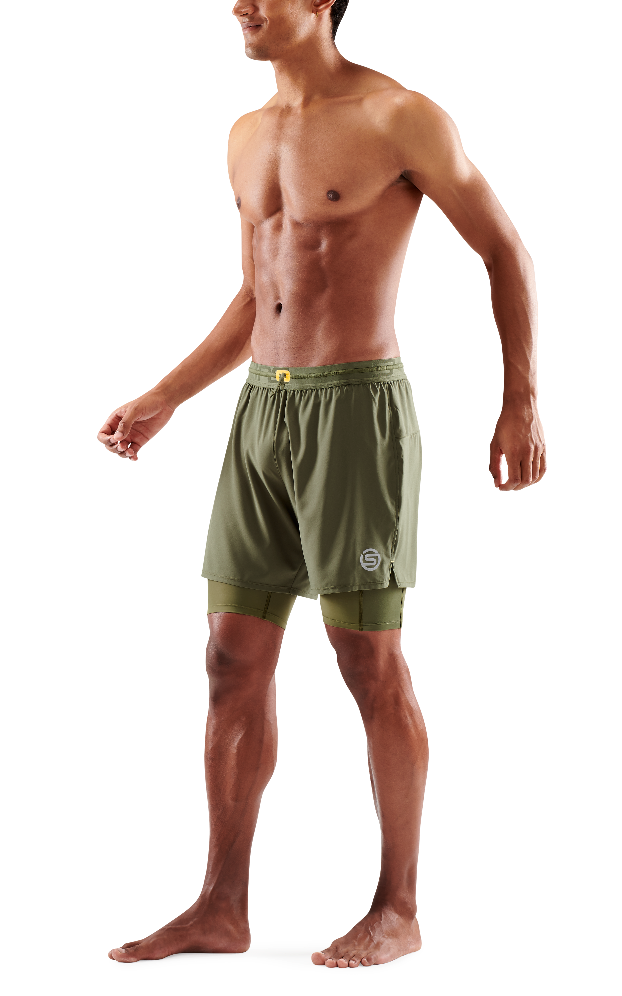 SKINS MEN'S COMPRESSION SUPERPOSE HALF TIGHTS 3-SERIES - KHAKI
