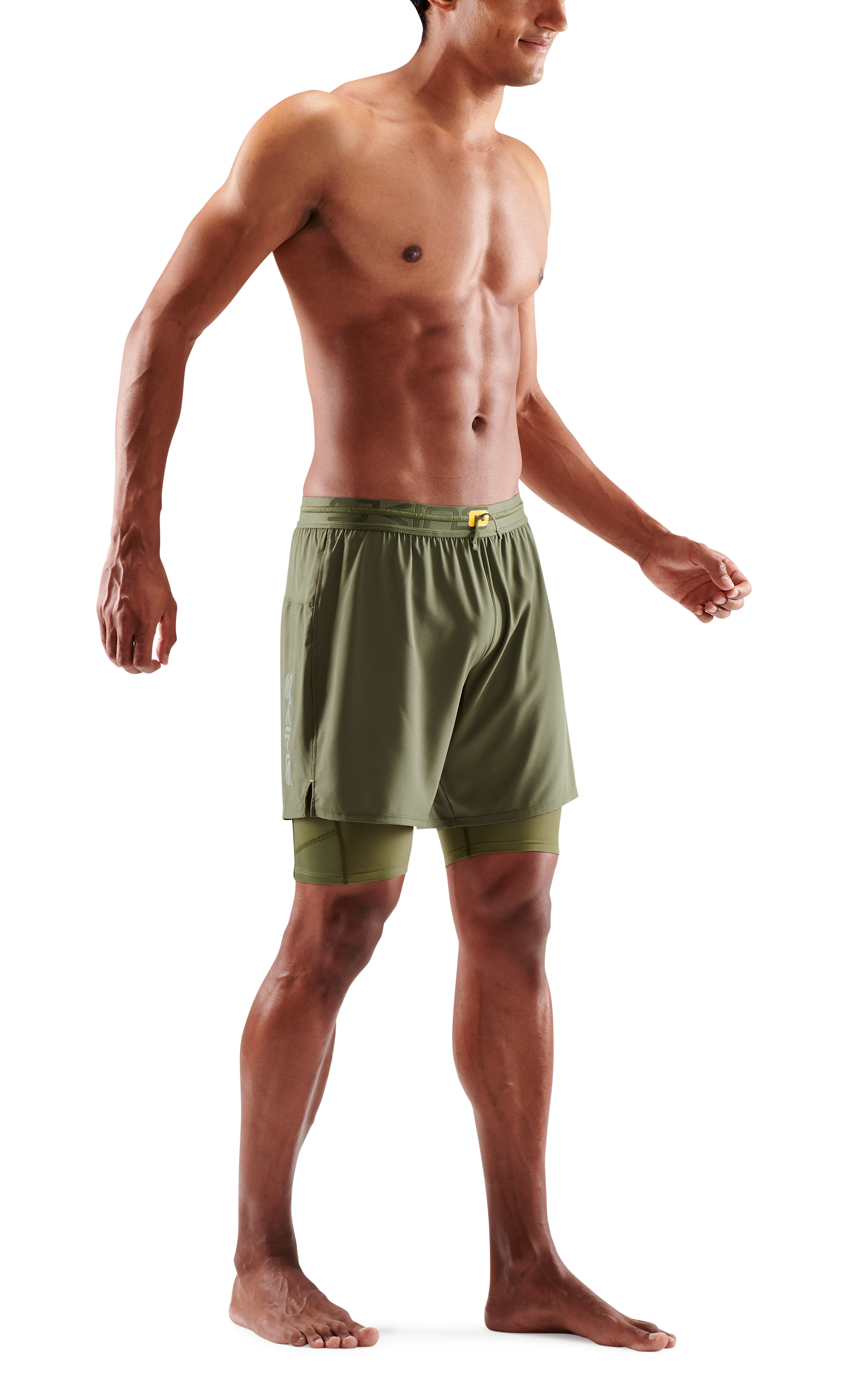 SKINS MEN'S COMPRESSION SUPERPOSE HALF TIGHTS 3-SERIES - KHAKI