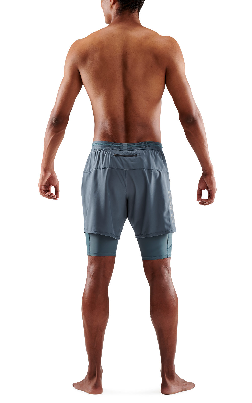 SKINS MEN'S COMPRESSION SUPERPOSE HALF TIGHTS 3-SERIES - BLUE GREY