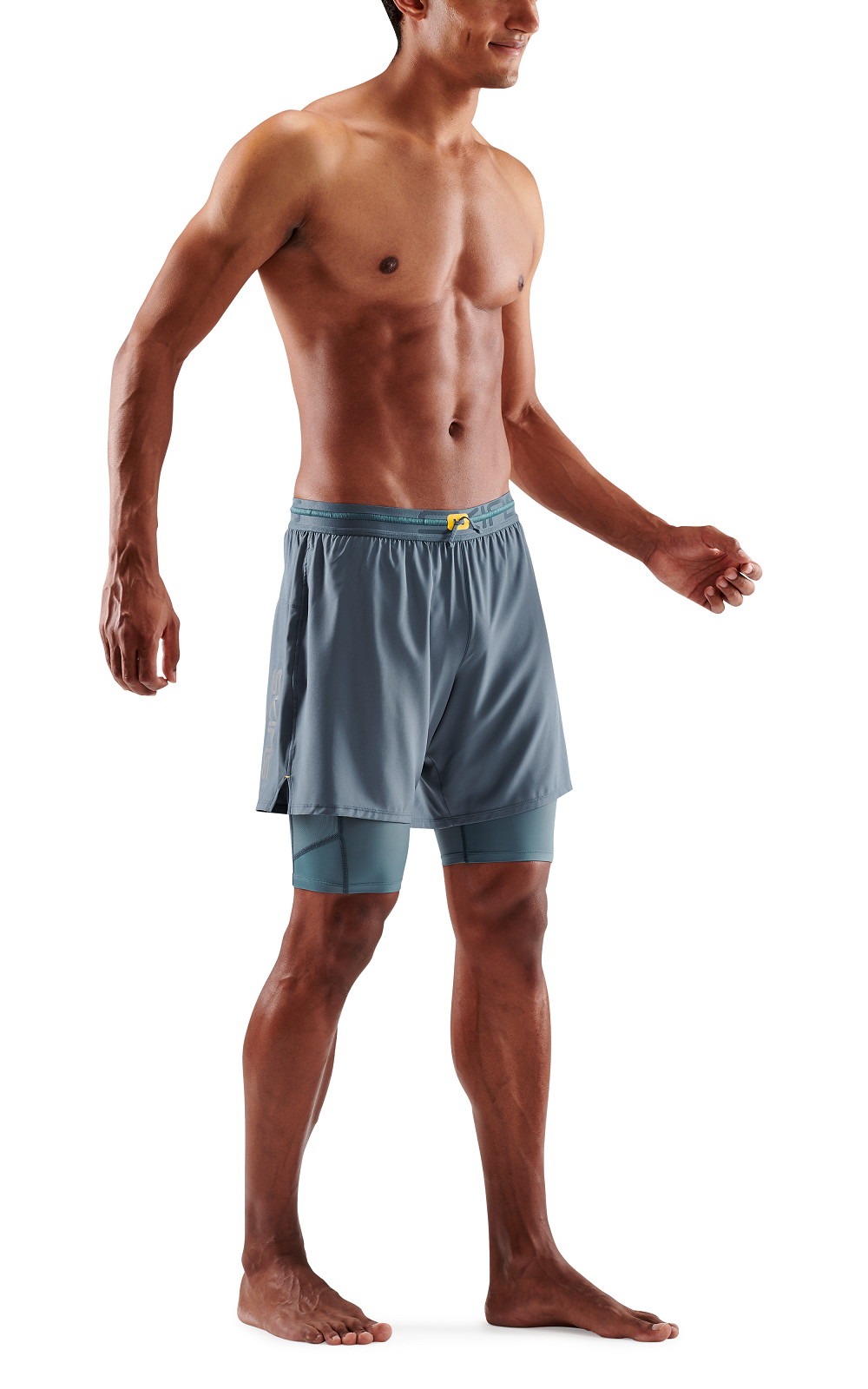 SKINS MEN'S COMPRESSION SUPERPOSE HALF TIGHTS 3-SERIES - BLUE GREY
