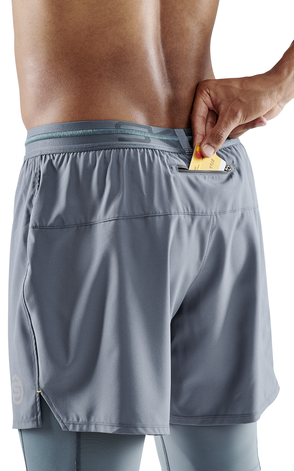 SKINS MEN'S COMPRESSION SUPERPOSE HALF TIGHTS 3-SERIES - BLUE GREY