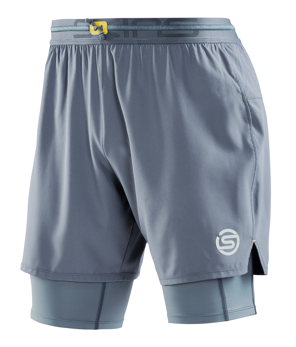 SKINS MEN'S COMPRESSION SUPERPOSE HALF TIGHTS 3-SERIES - BLUE GREY