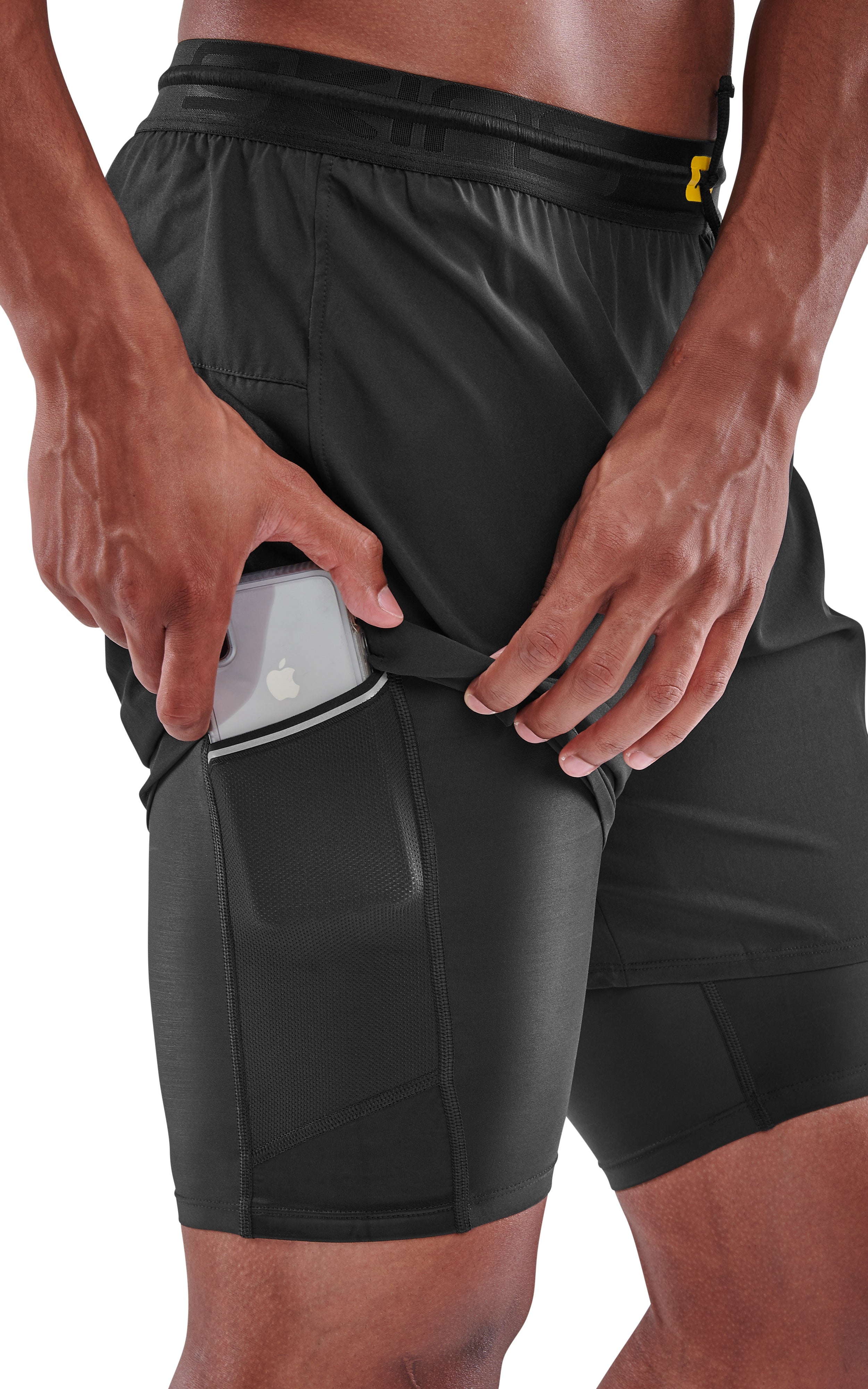 SKINS MEN'S COMPRESSION SUPERPOSE HALF TIGHTS 3-SERIES - BLACK