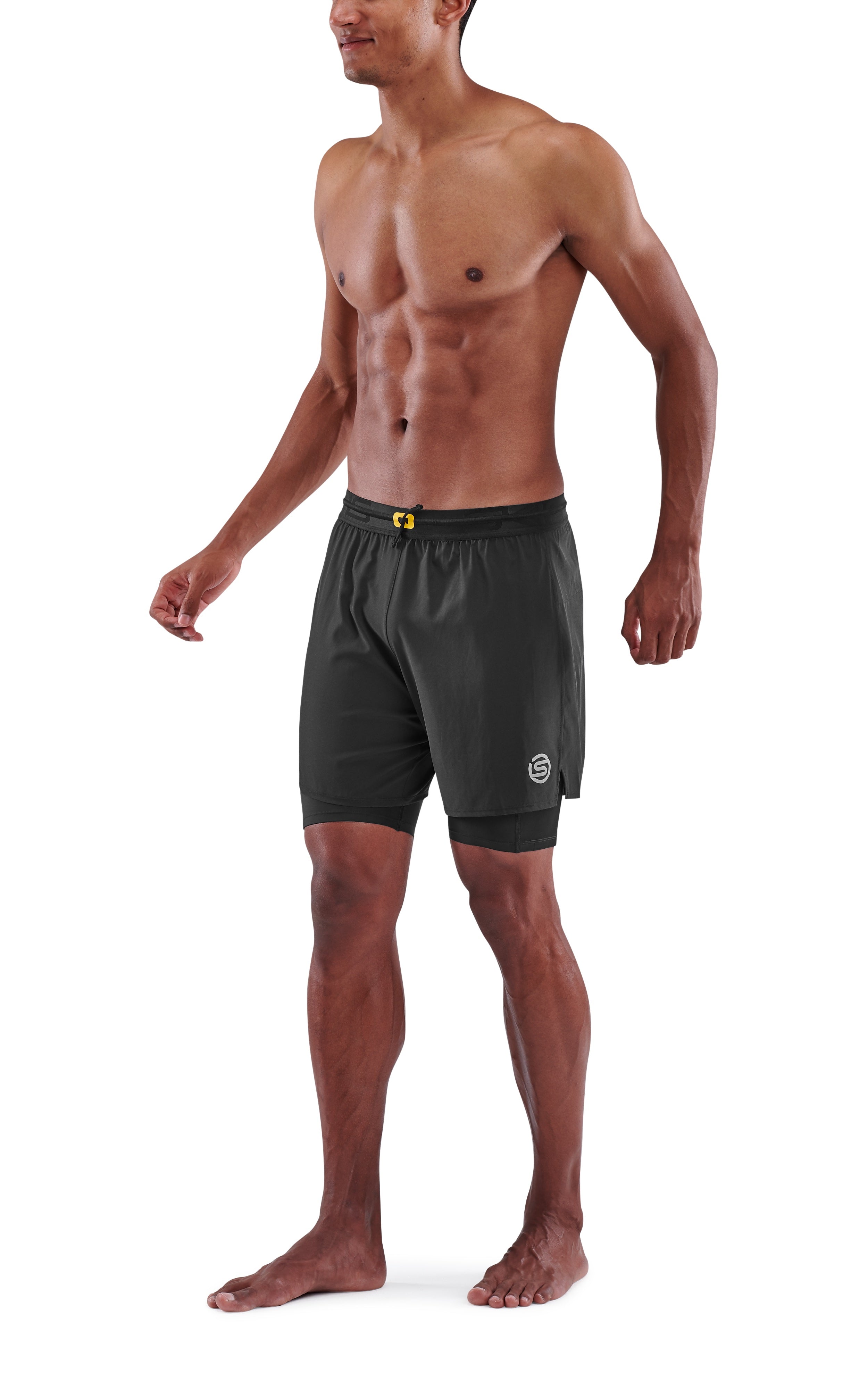 SKINS MEN'S COMPRESSION SUPERPOSE HALF TIGHTS 3-SERIES - BLACK