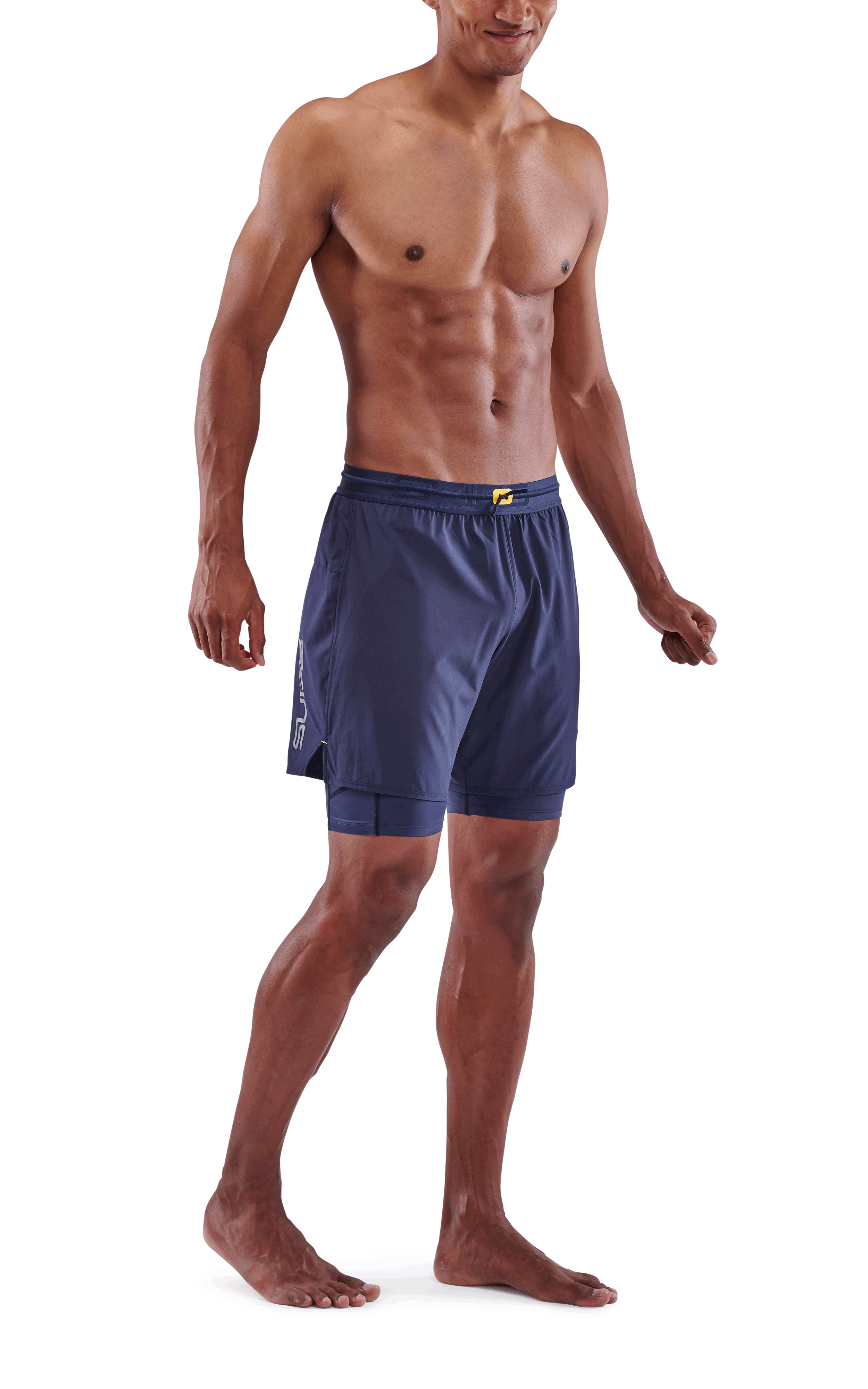 SKINS MEN'S COMPRESSION SUPERPOSE HALF TIGHTS 3-SERIES - NAVY BLUE