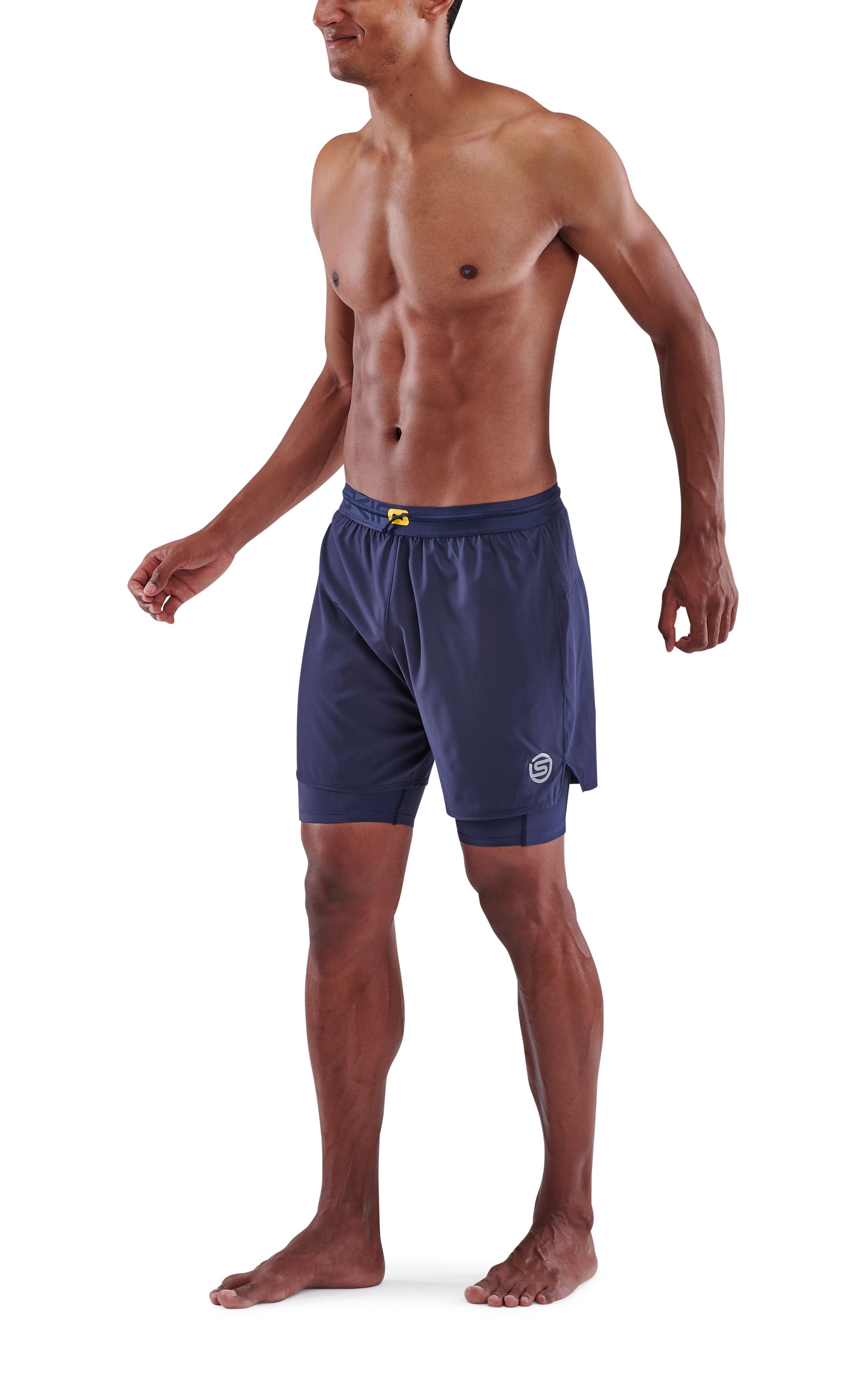 SKINS MEN'S COMPRESSION SUPERPOSE HALF TIGHTS 3-SERIES - NAVY BLUE