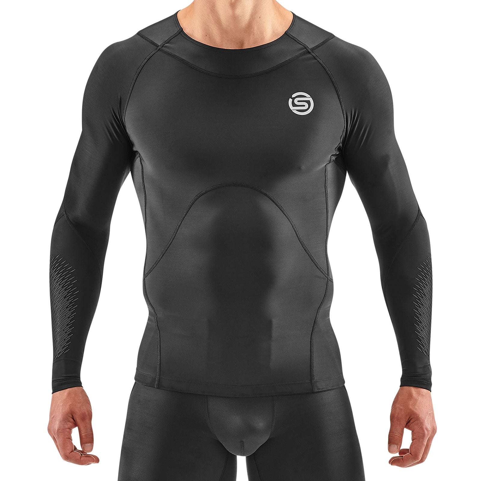 SKINS MEN'S COMPRESSION 400 LONG SLEEVE TOPS 3-SERIES - BLACK/STARS