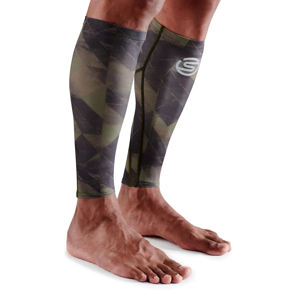 SKINS UNISEX 3-SERIES ESSENTIALS CALF TIGHT - KHAKI GEO