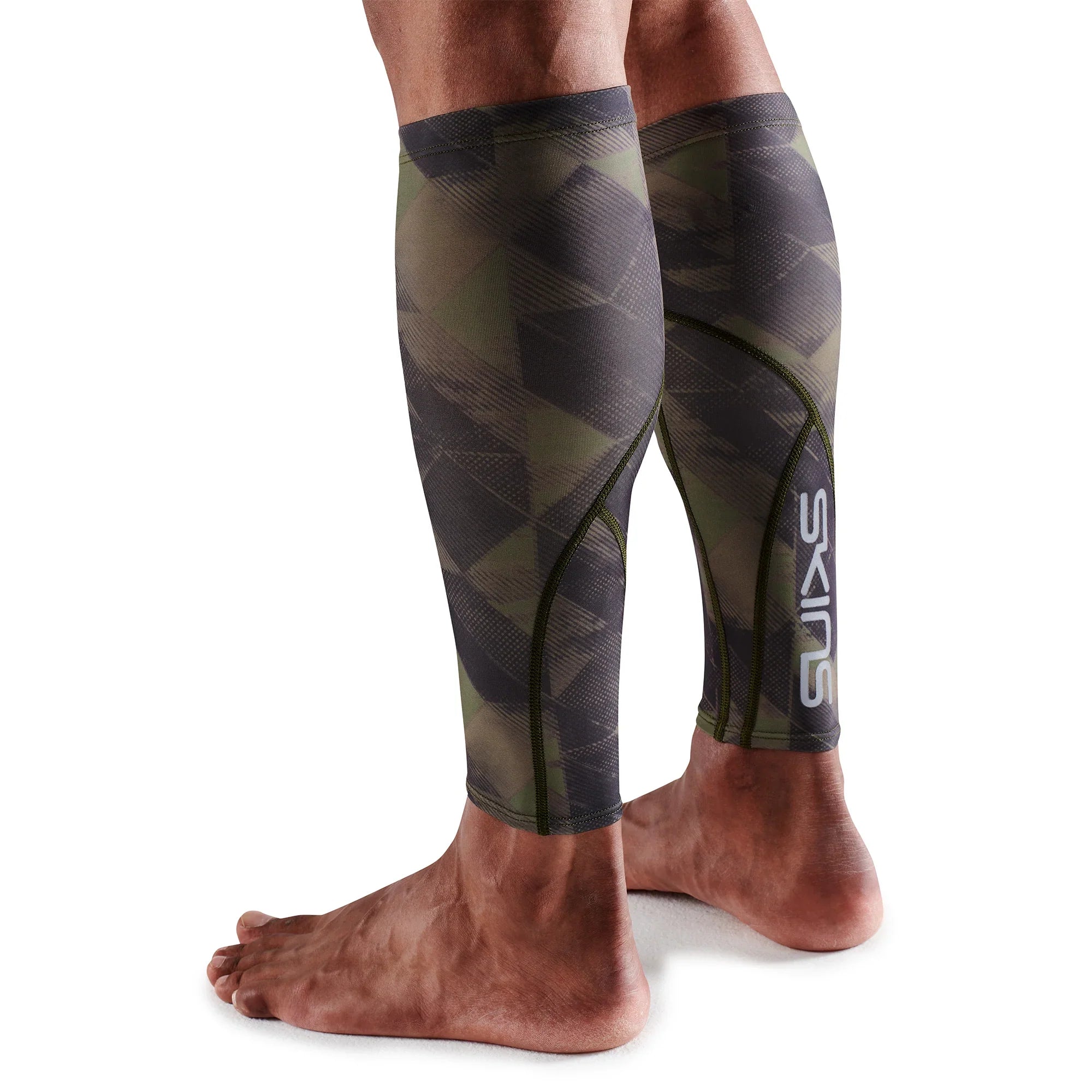 SKINS UNISEX 3-SERIES ESSENTIALS CALF TIGHT - KHAKI GEO