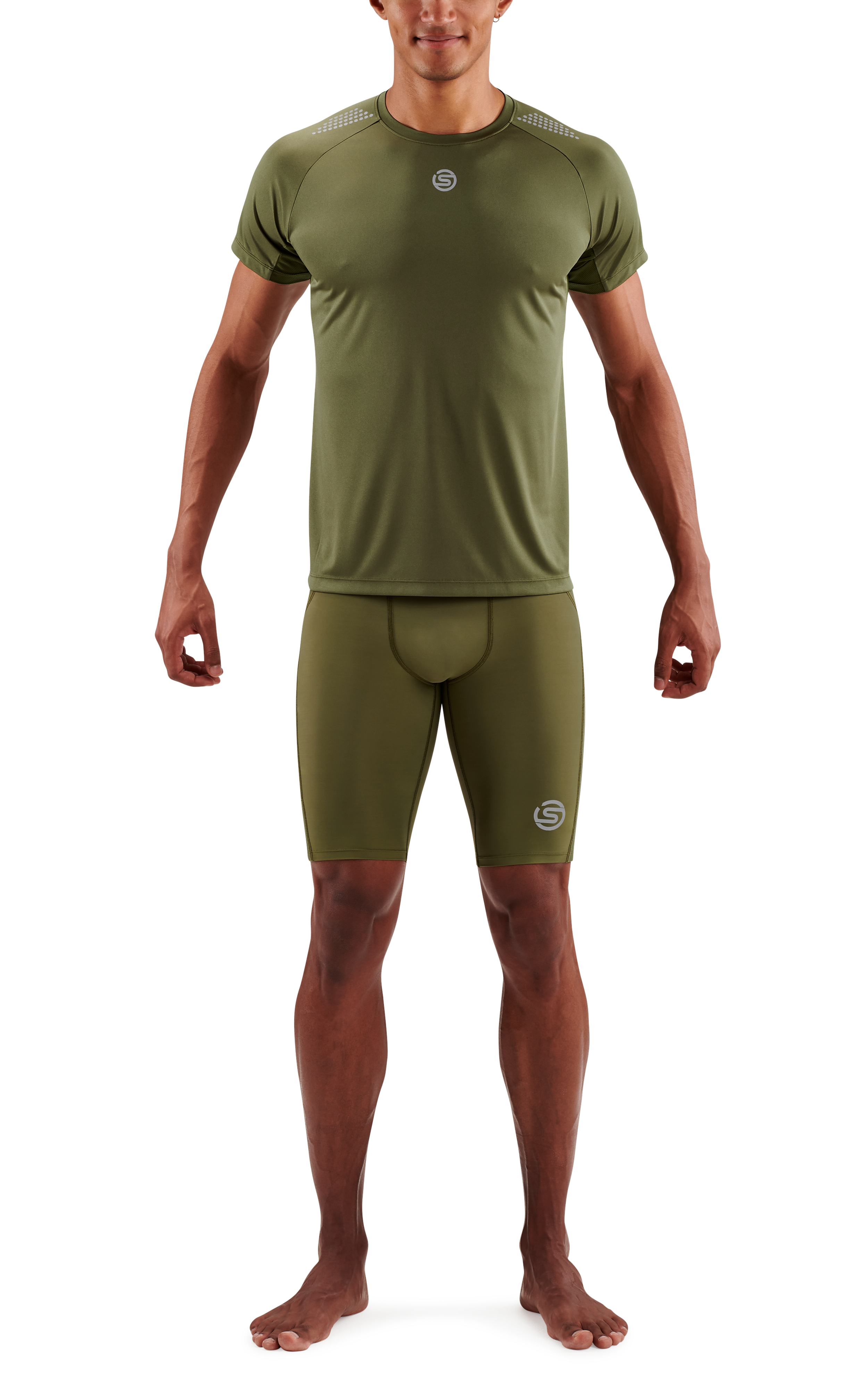 SKINS MEN'S ACTIVEWEAR SHORT SLEEVE TOP 3-SERIES - KHAKI