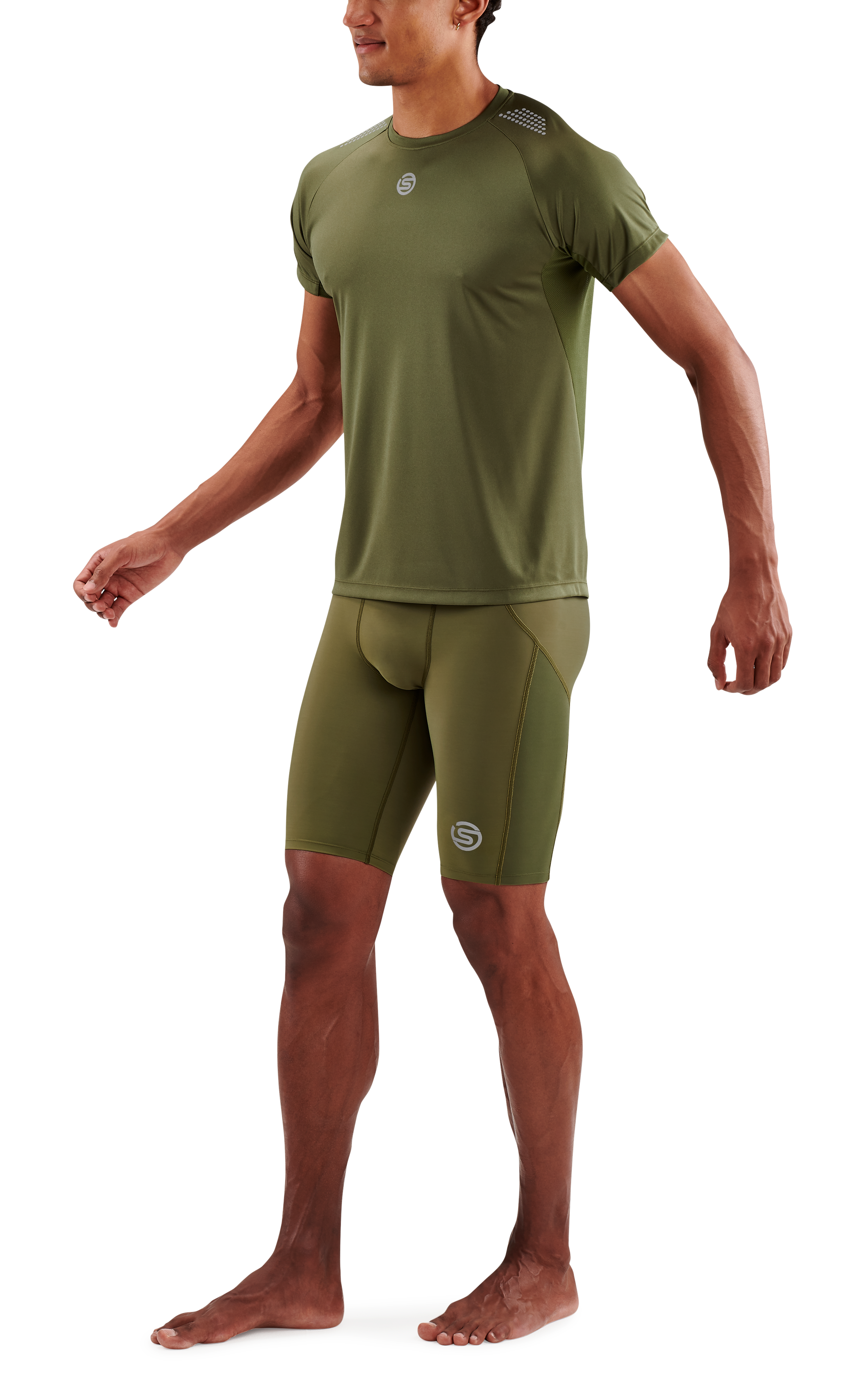 SKINS MEN'S ACTIVEWEAR SHORT SLEEVE TOP 3-SERIES - KHAKI