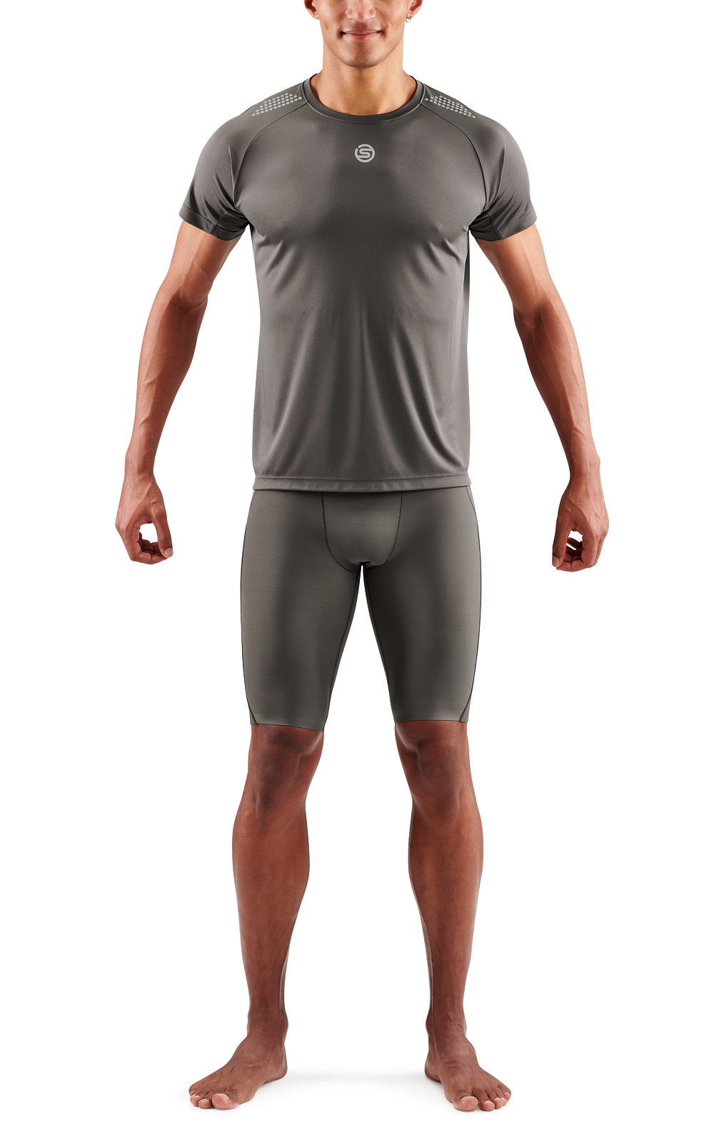 SKINS MEN'S ACTIVEWEAR SHORT SLEEVE TOP 3-SERIES - CHARCOAL