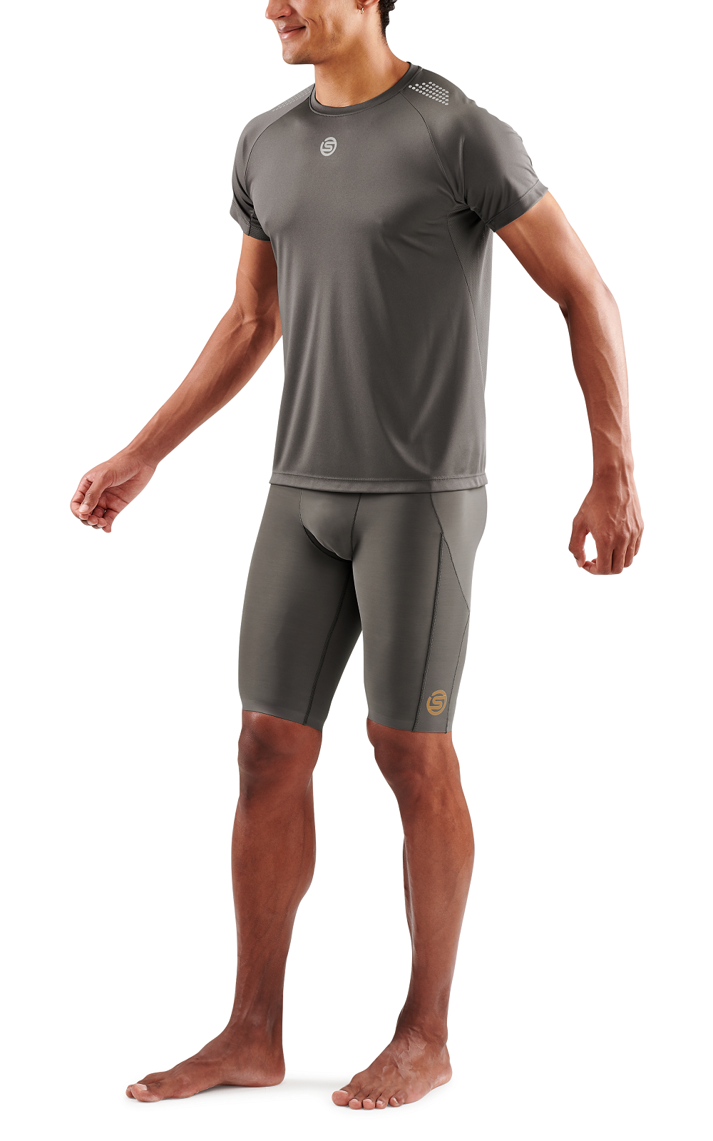 SKINS MEN'S ACTIVEWEAR SHORT SLEEVE TOP 3-SERIES - CHARCOAL