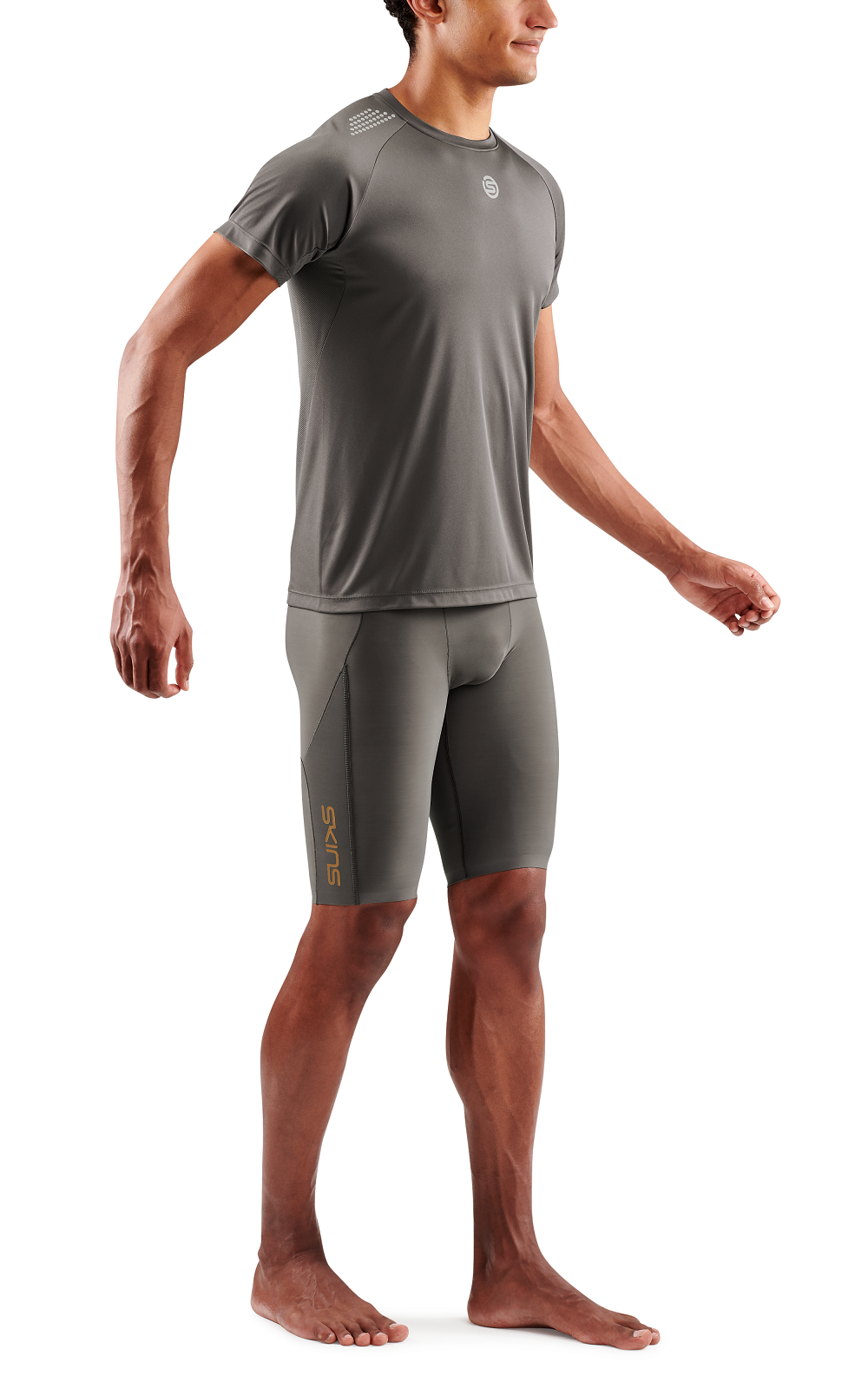 SKINS MEN'S ACTIVEWEAR SHORT SLEEVE TOP 3-SERIES - CHARCOAL