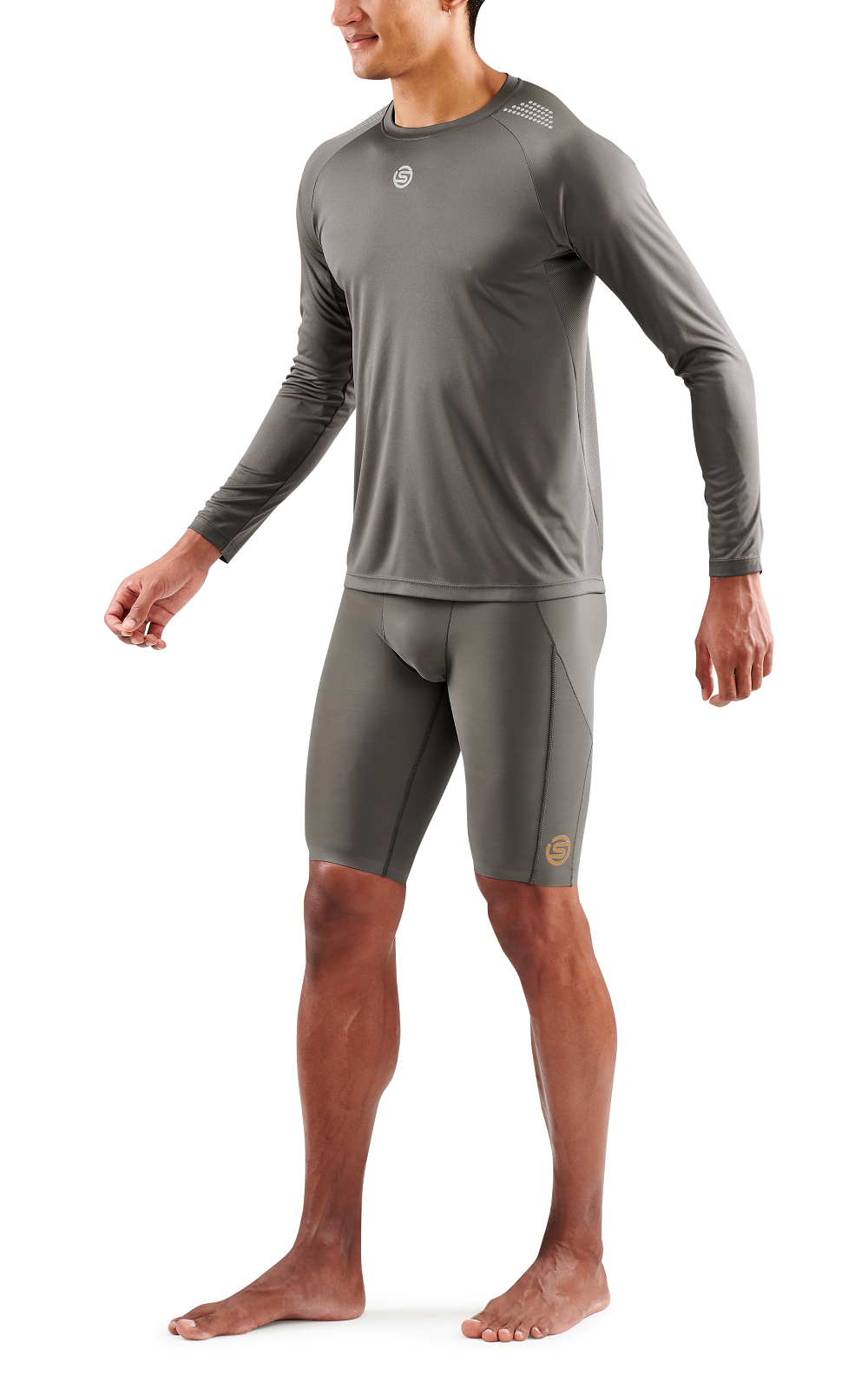 SKINS MEN'S LONG SLEEVE TOPS 3-SERIES - CHARCOAL