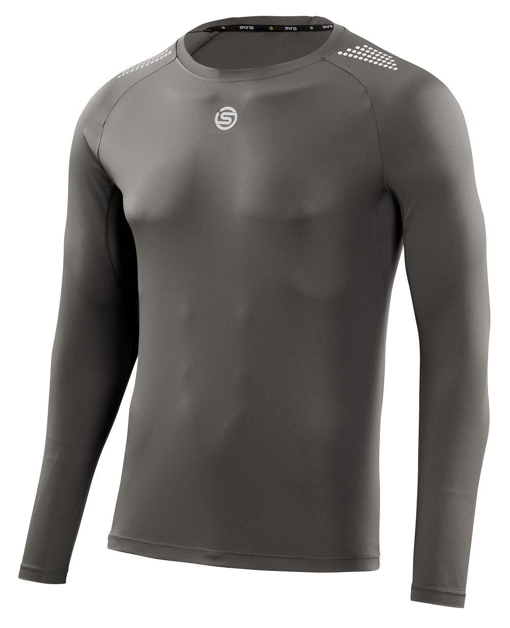 SKINS MEN'S LONG SLEEVE TOPS 3-SERIES - CHARCOAL