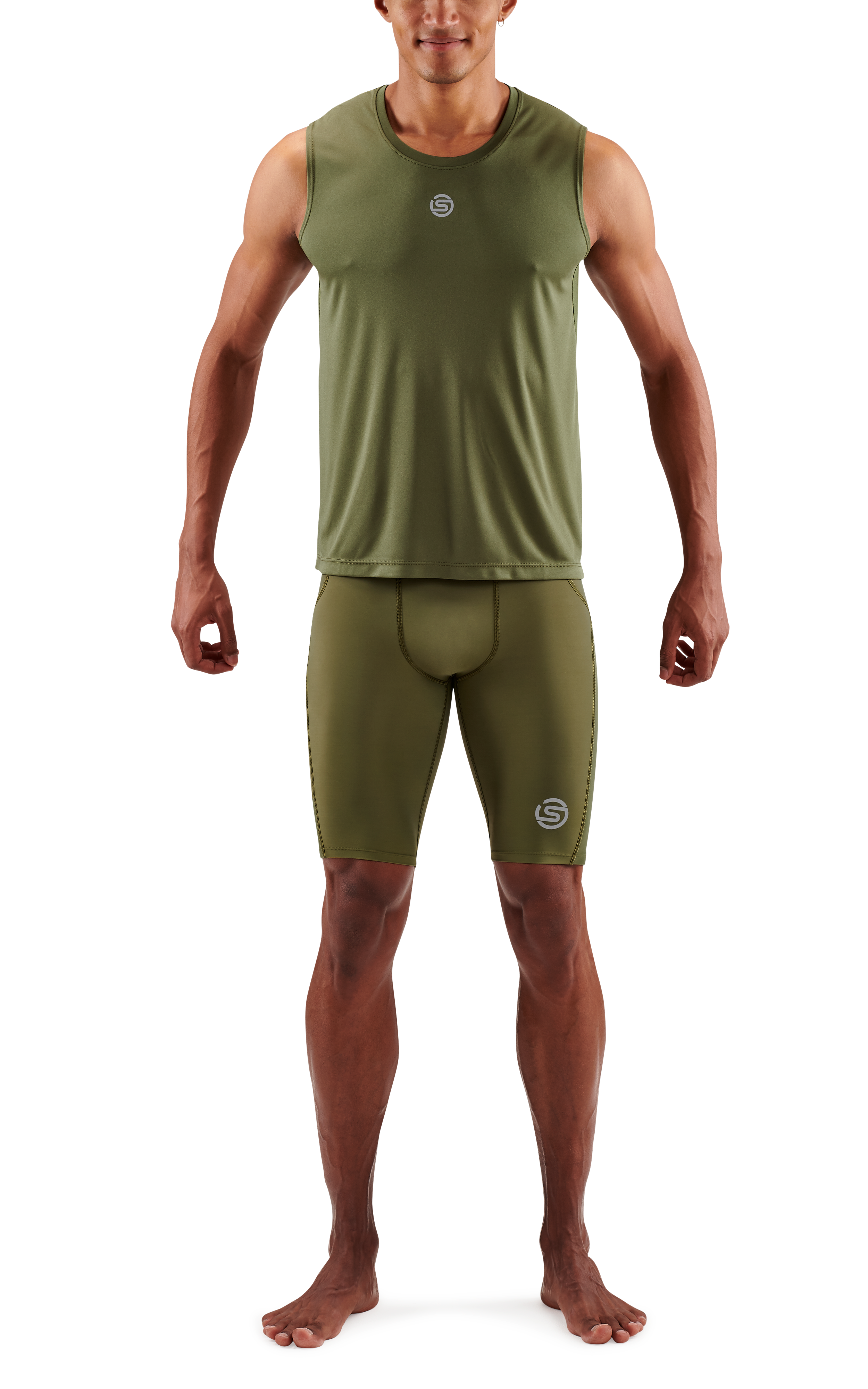 SKINS MEN'S ACTIVEWEAR TANK TOP 3-SERIES - KHAKI