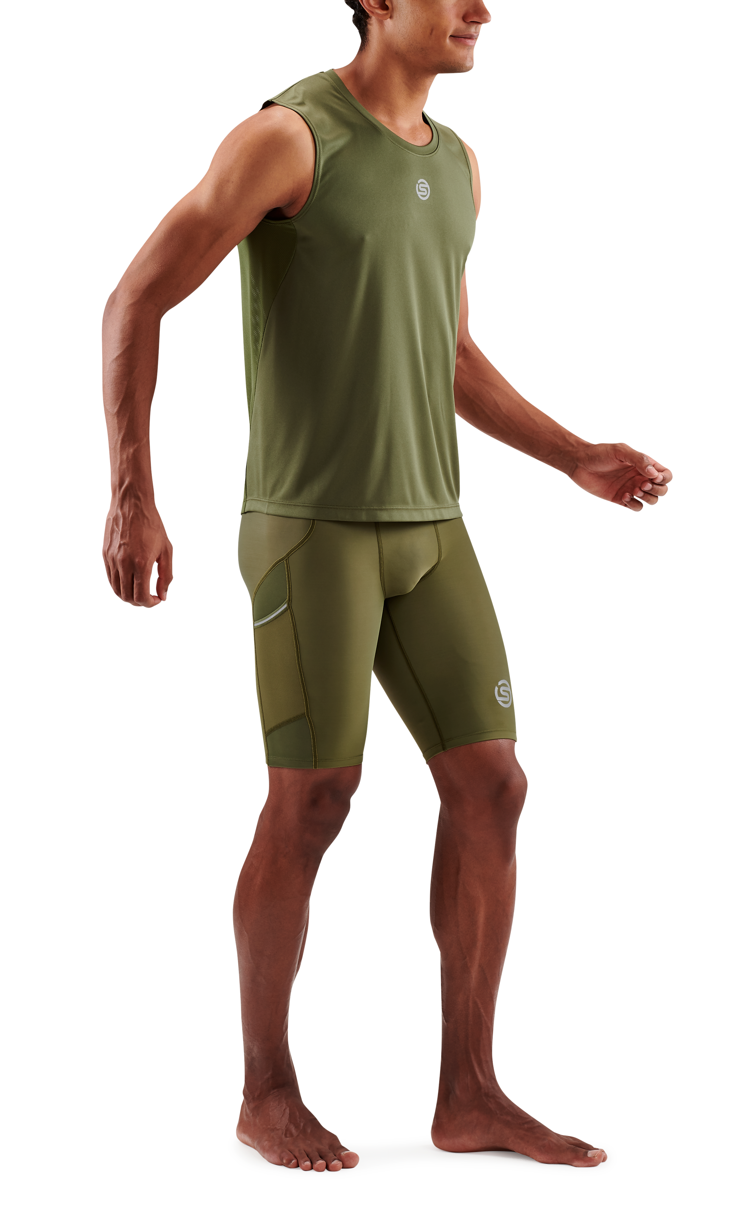 SKINS MEN'S ACTIVEWEAR TANK TOP 3-SERIES - KHAKI