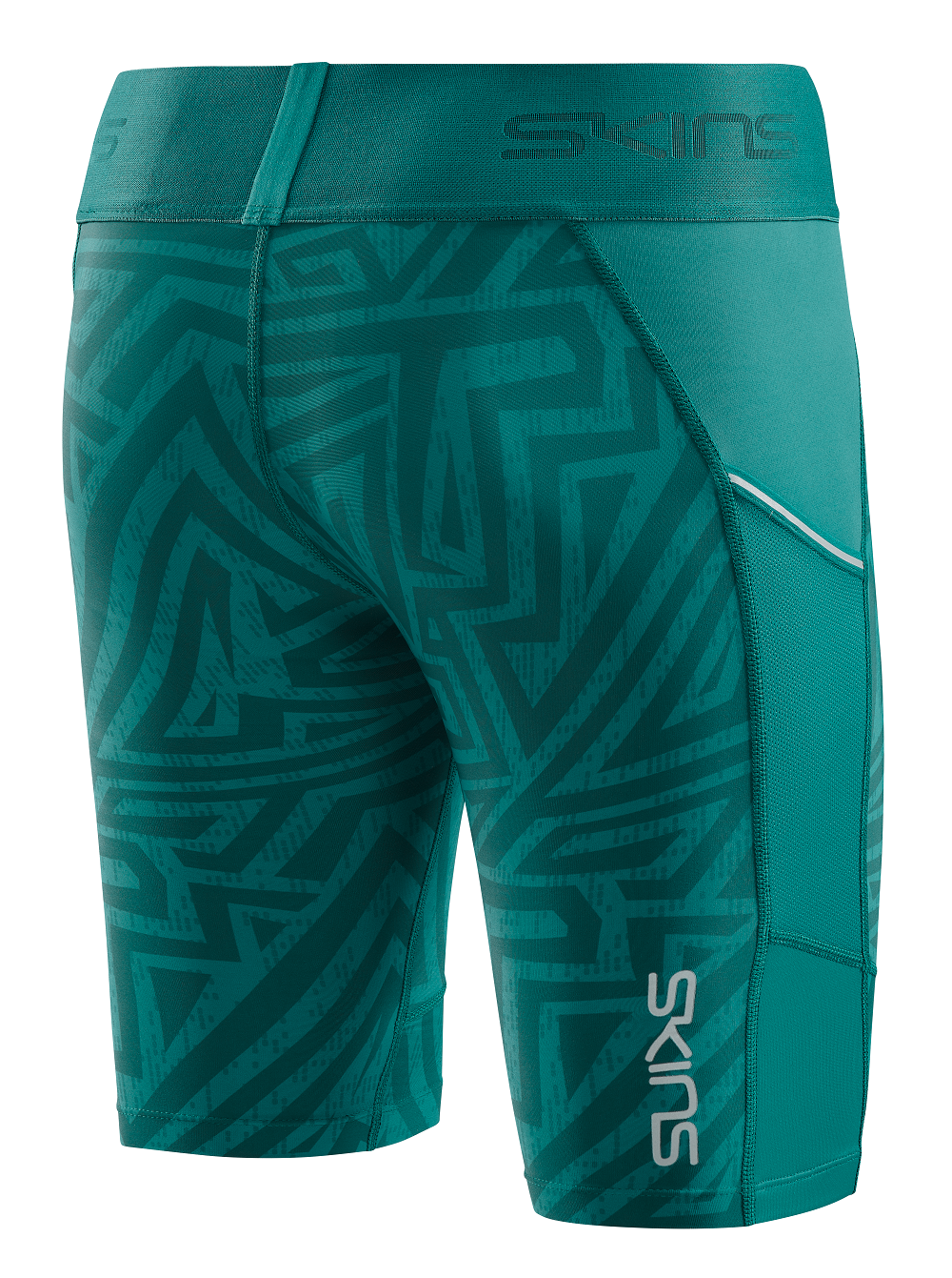 SKINS WOMEN'S COMPRESSION HALF TIGHTS 3-SERIES - LT. TEAL ANGLE