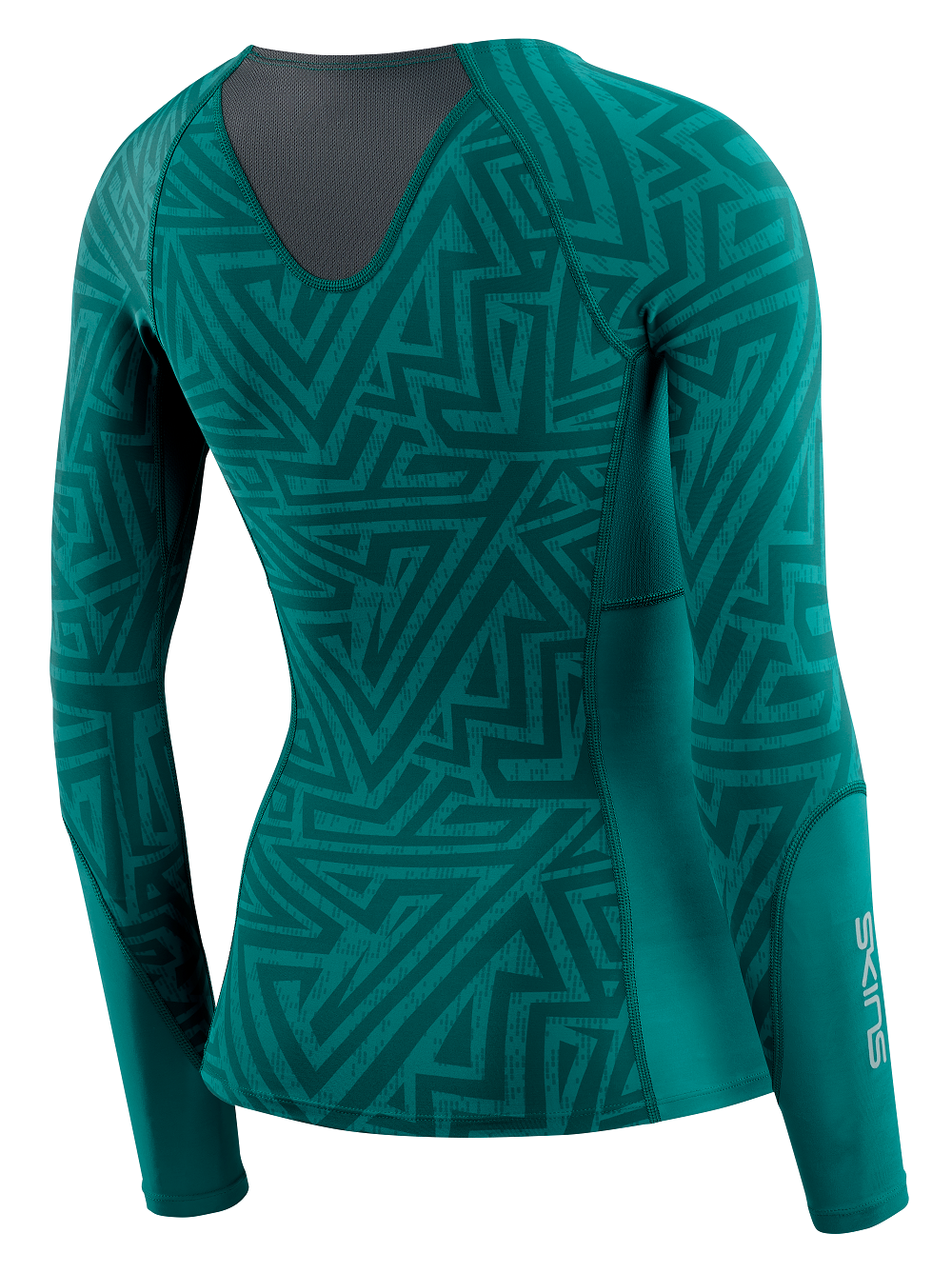 SKINS WOMEN'S COMPRESSION LONG SLEEVE TOPS 3-SERIES - LT. TEAL ANGLE