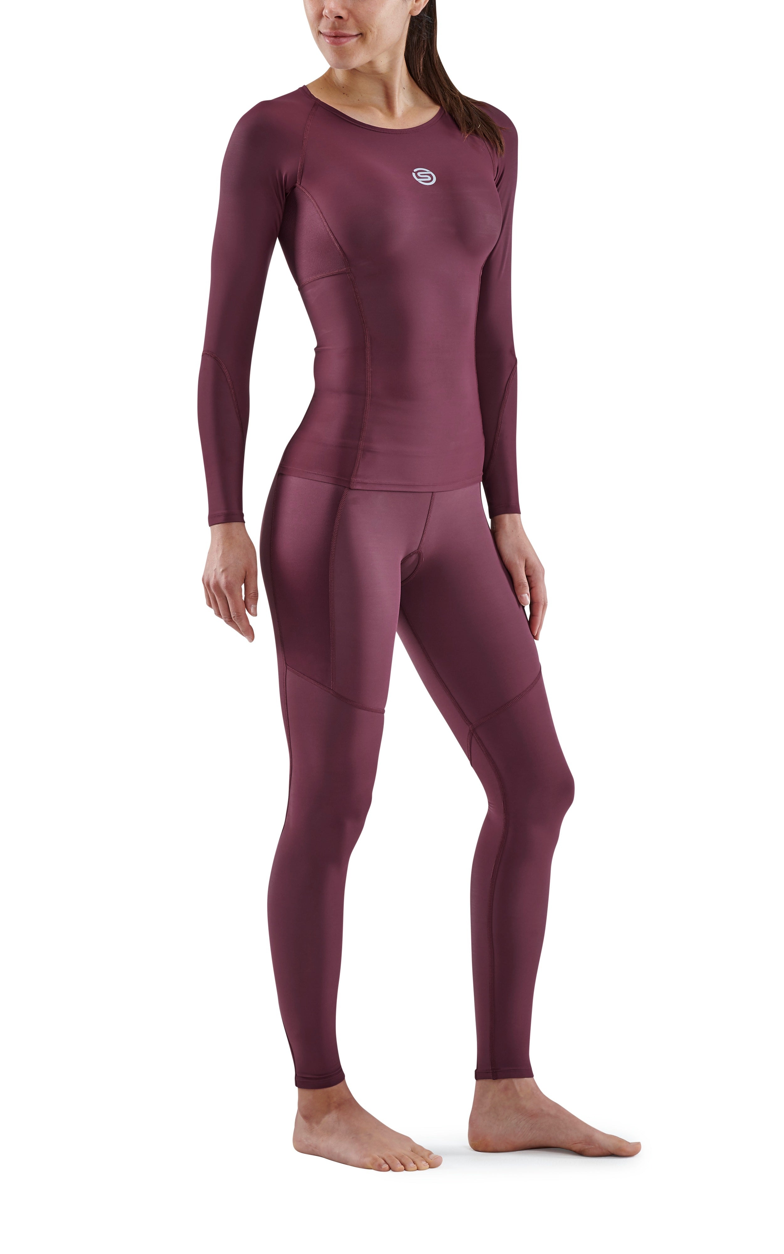 SKINS WOMEN'S COMPRESSION LONG SLEEVE TOPS 3-SERIES - BURGUNDY
