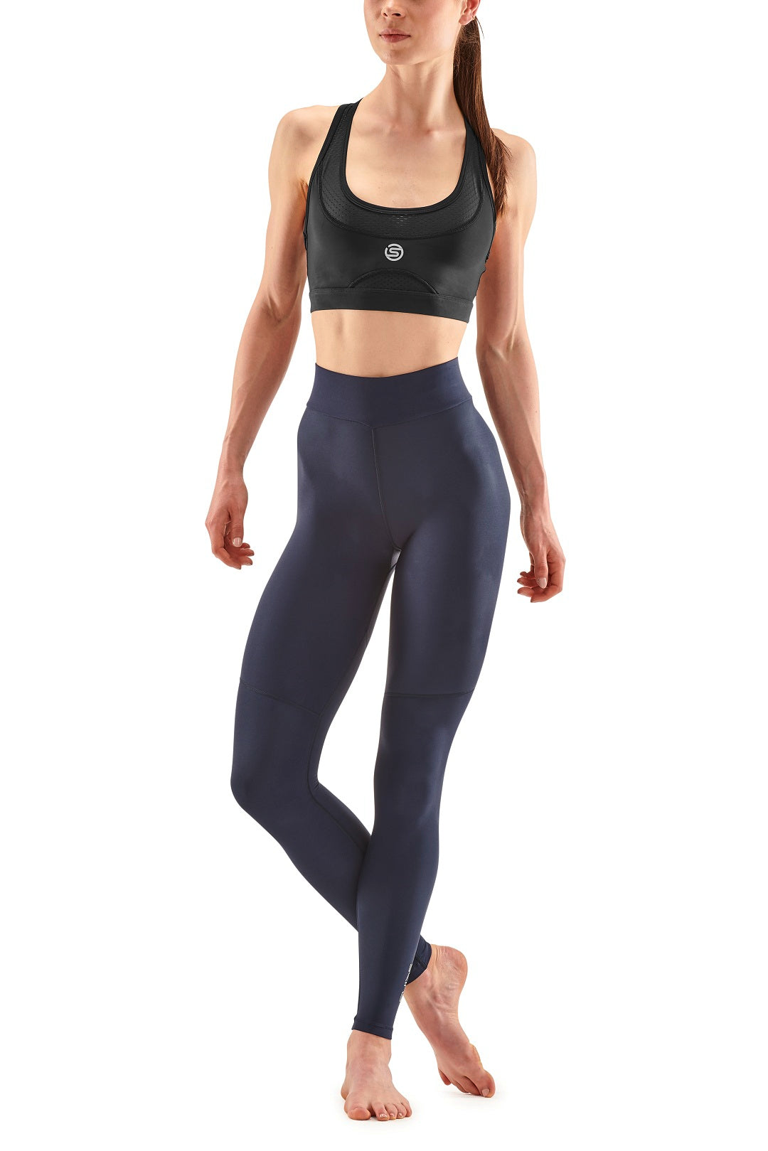 SKINS WOMEN'S COMPRESSION SOFT LONG TIGHTS 3-SERIES - NAVY BLUE